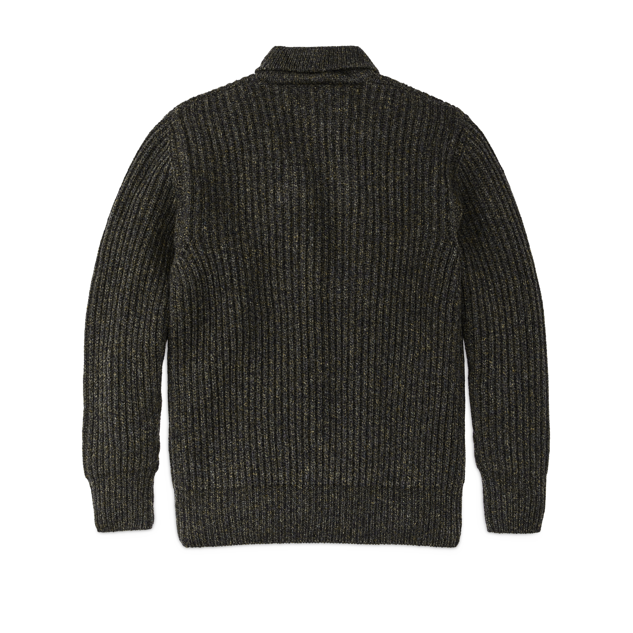 Bristol Shawl Neck Sweater  - Moss / Black Melange