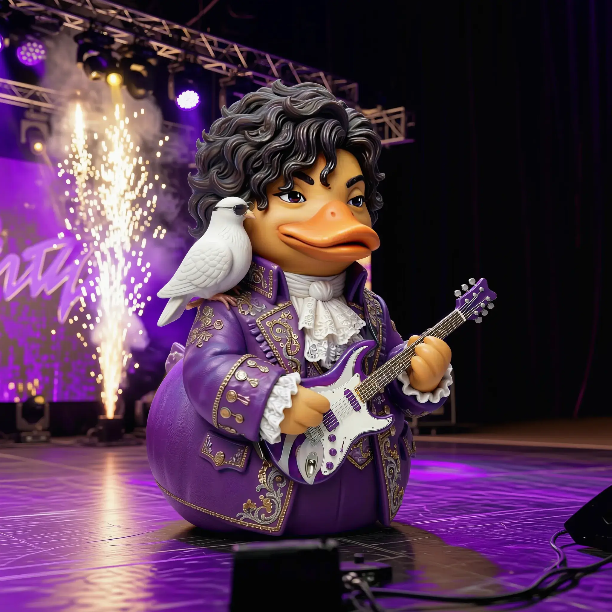 🎸 Prince Tribute Purple Rain Rubber Duck - Music Legend Collectible！