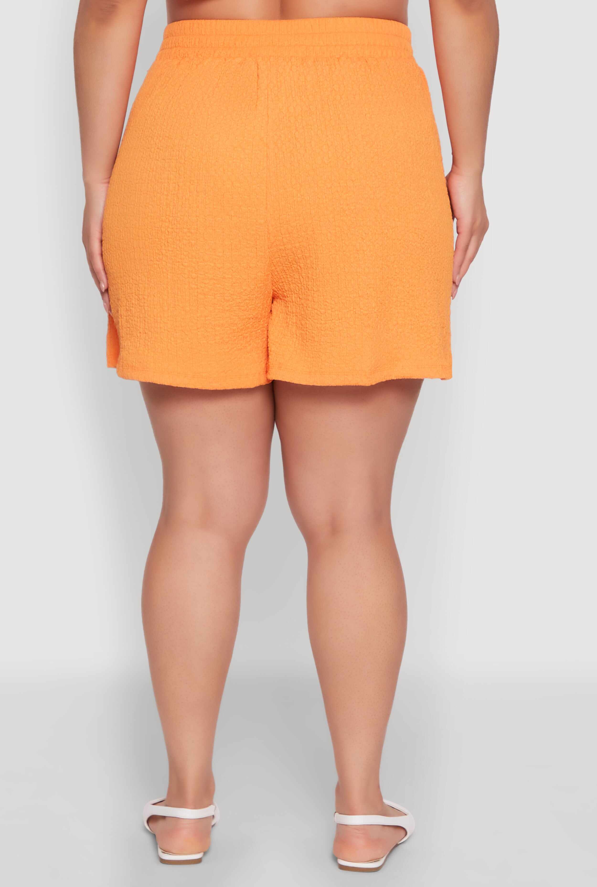 Plus Size Textured Knit High Waist Shorts
