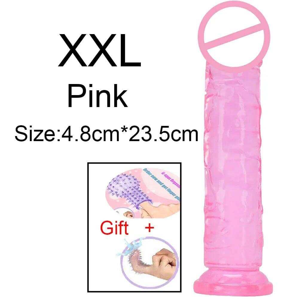 Transparent Jelly Dildo – Large Suction Cup Dildo in 5 Colors for Anal & Vaginal Play