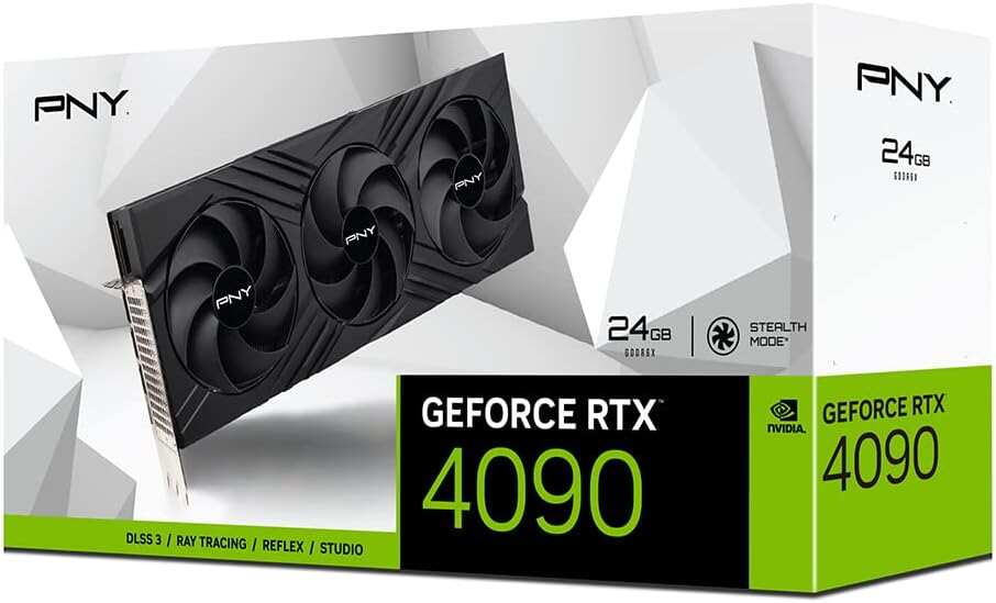 PNY GeForce RTX™ 4090 24GB XLR8 Gaming VERTO™ EPIC-X RGB™ OC Triple Fan Graphics Card DLSS 3 (ARGB, 384-bit, PCIe 4.0, GDDR6X, Supports 4k, Anti-Sag bracket, HDMI/DisplayPort)