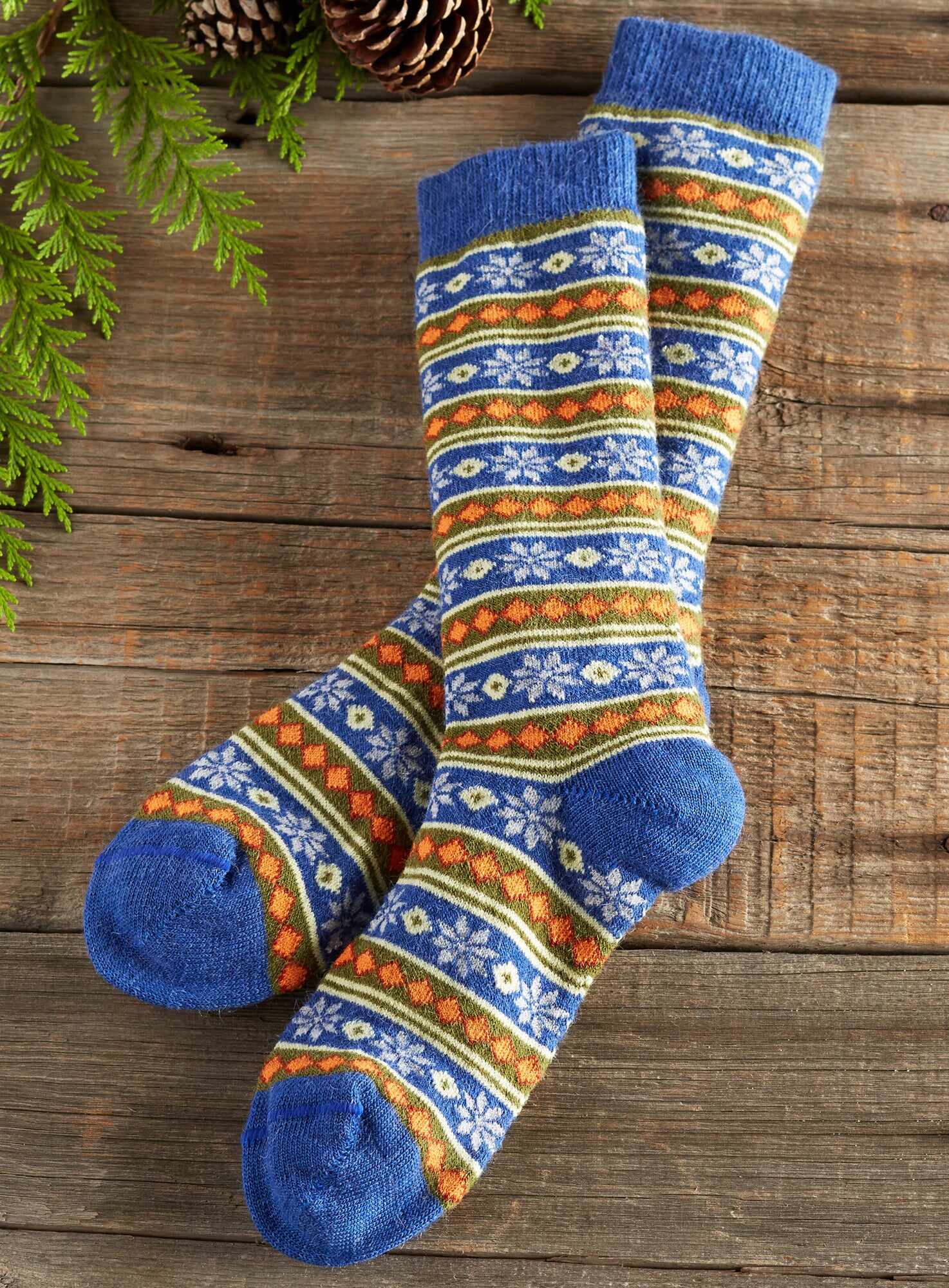 Cozy Alpaca Diamond Stripe Socks