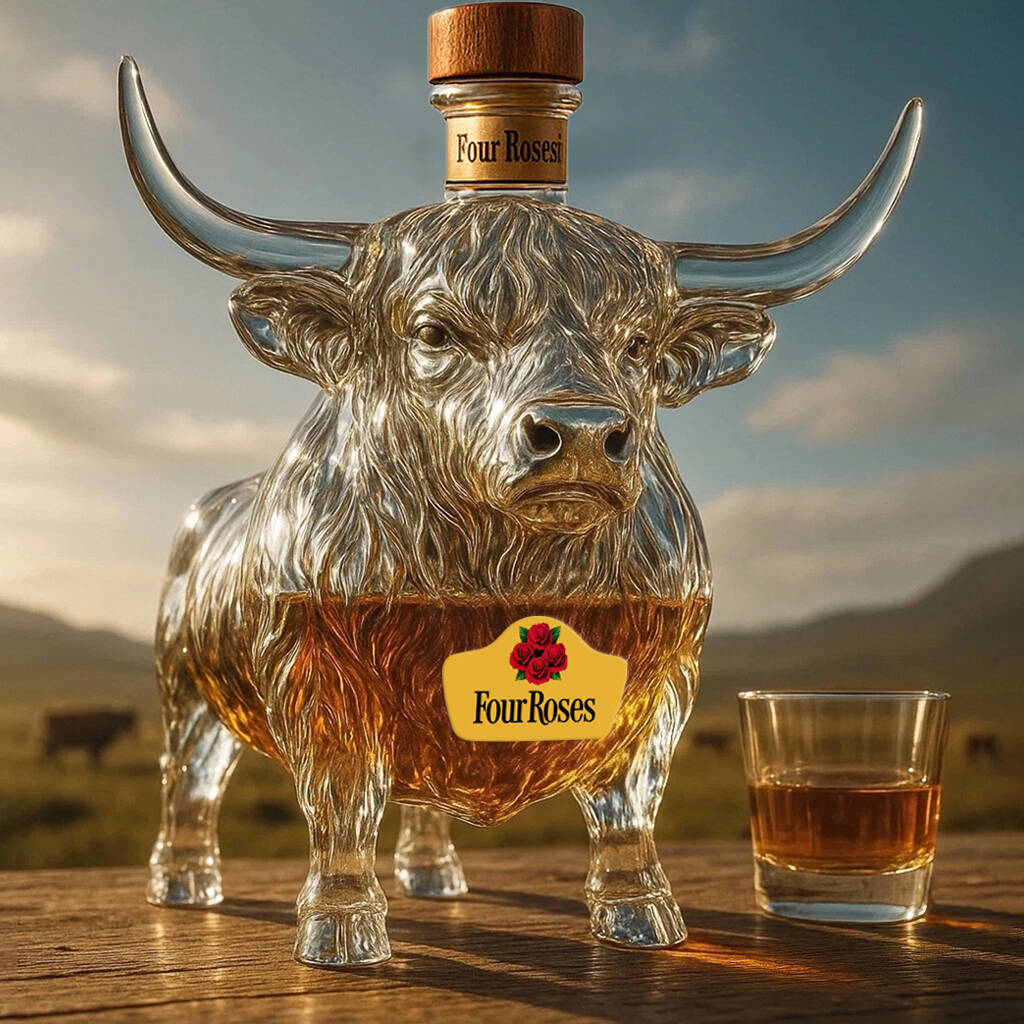 Highland cattle Whiskey bottle