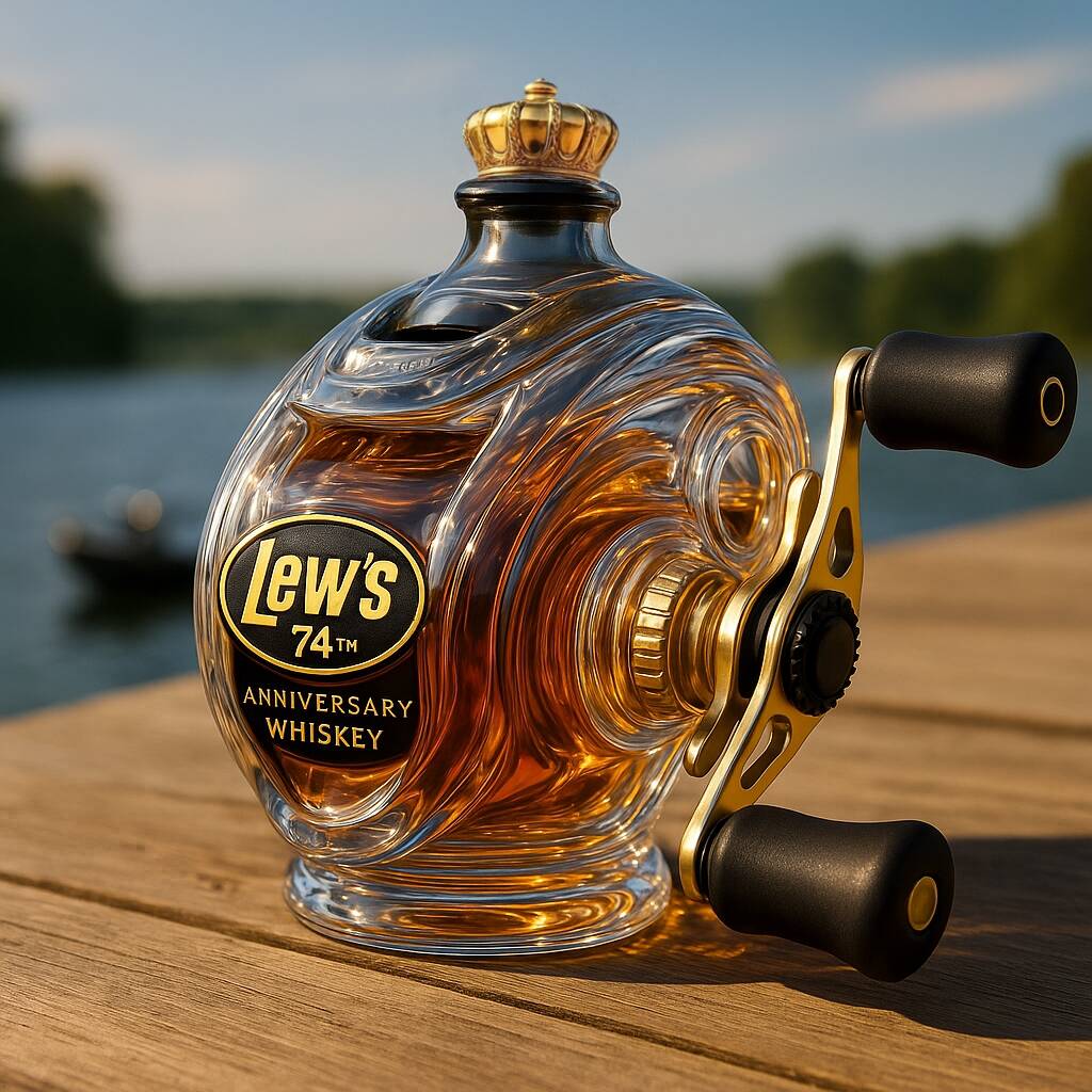 Lew’s 74th Anniversary Baitcasting Reel Whiskey Bottle