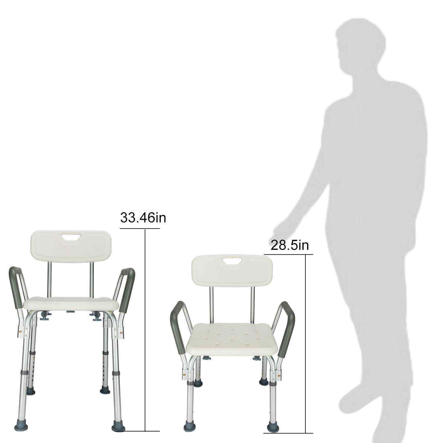 450lbs Shower Chair Bath Chair With Safety Steel Fram No-Slip Adjustable Bathroom Bathtub Chair With Durable Back and Arms