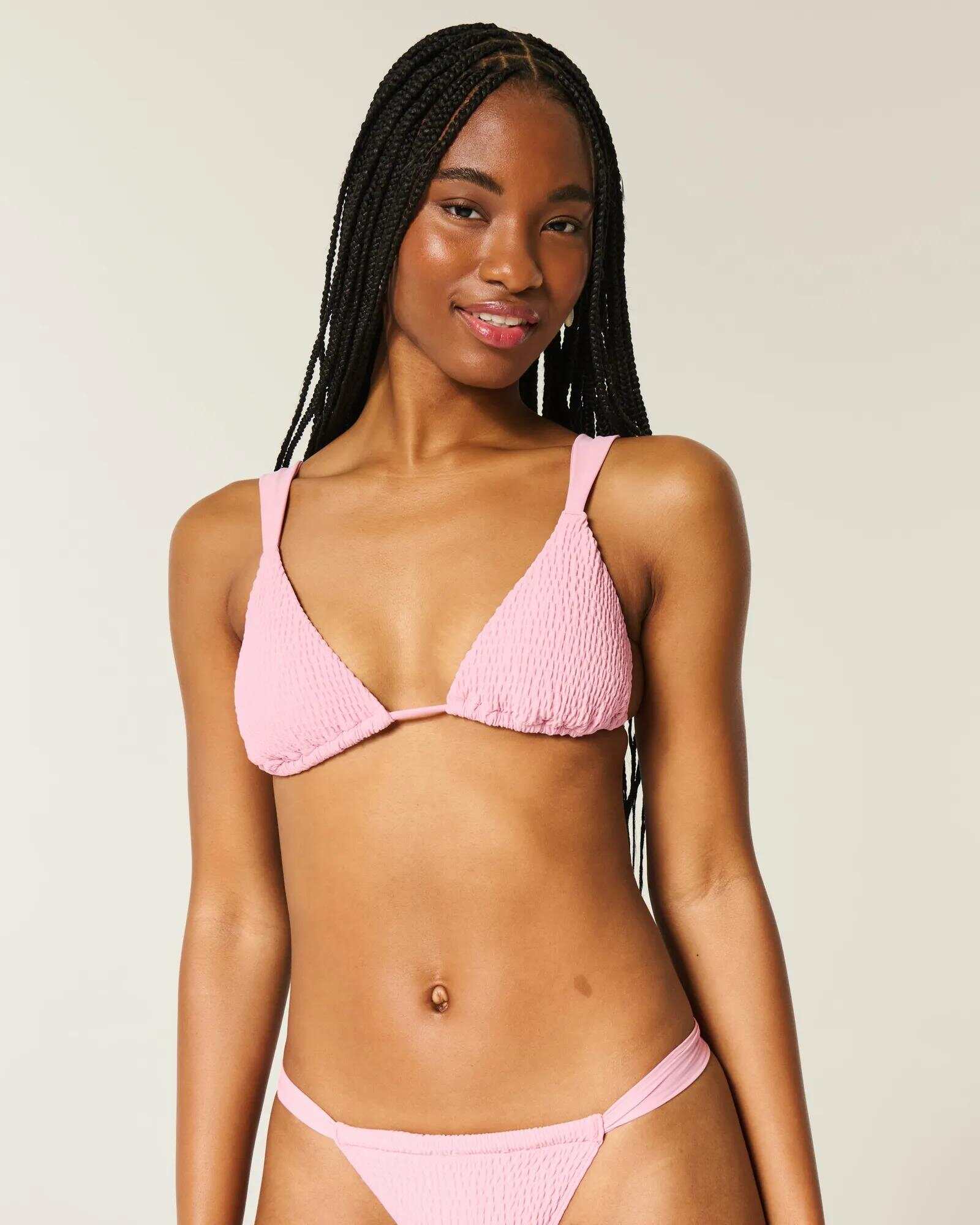 Smocked Over-the-Shoulder Triangle Bikini Top