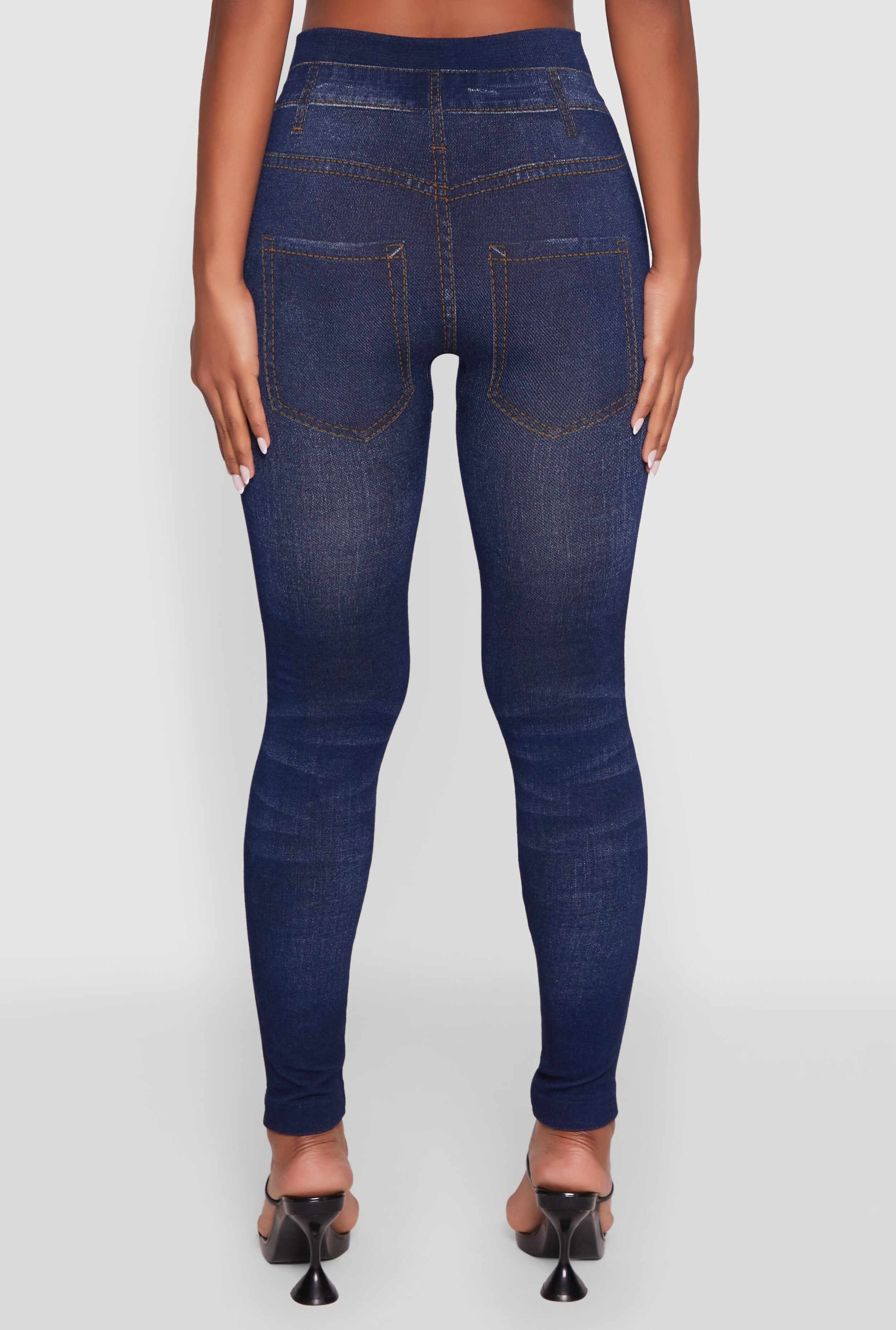 High Waisted Fishnet Detail Jeggings