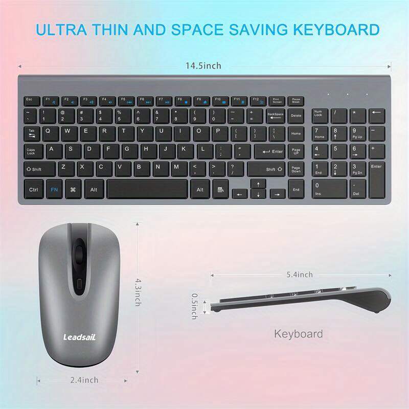 Wireless Keyboard and Mouse Combo | Compact and Silent Wireless USB Mouse and Computer Keyboard Set | for Windows Laptop, Desktop, PC
