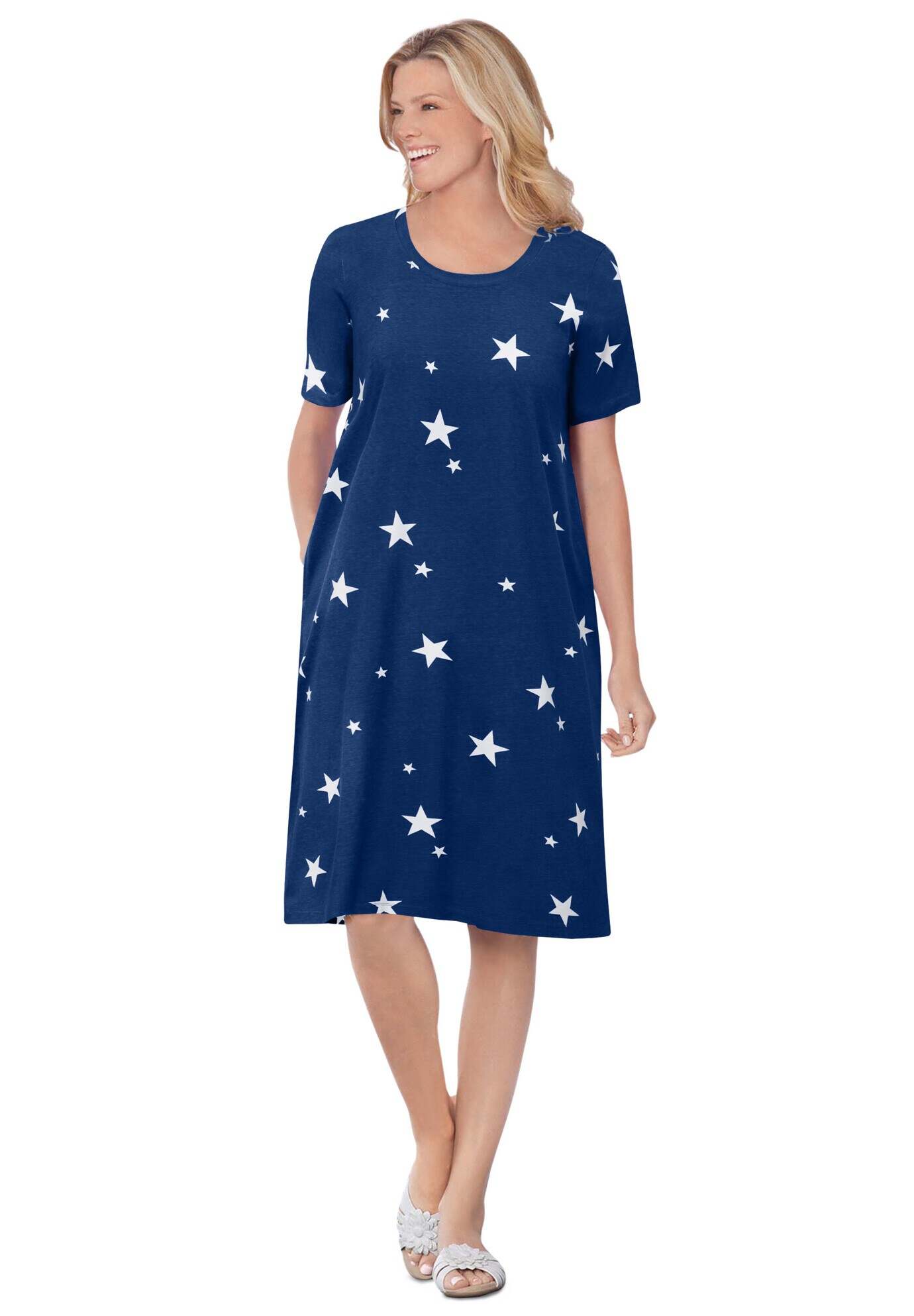 Perfect Short-Sleeve Crewneck Tee Dress
