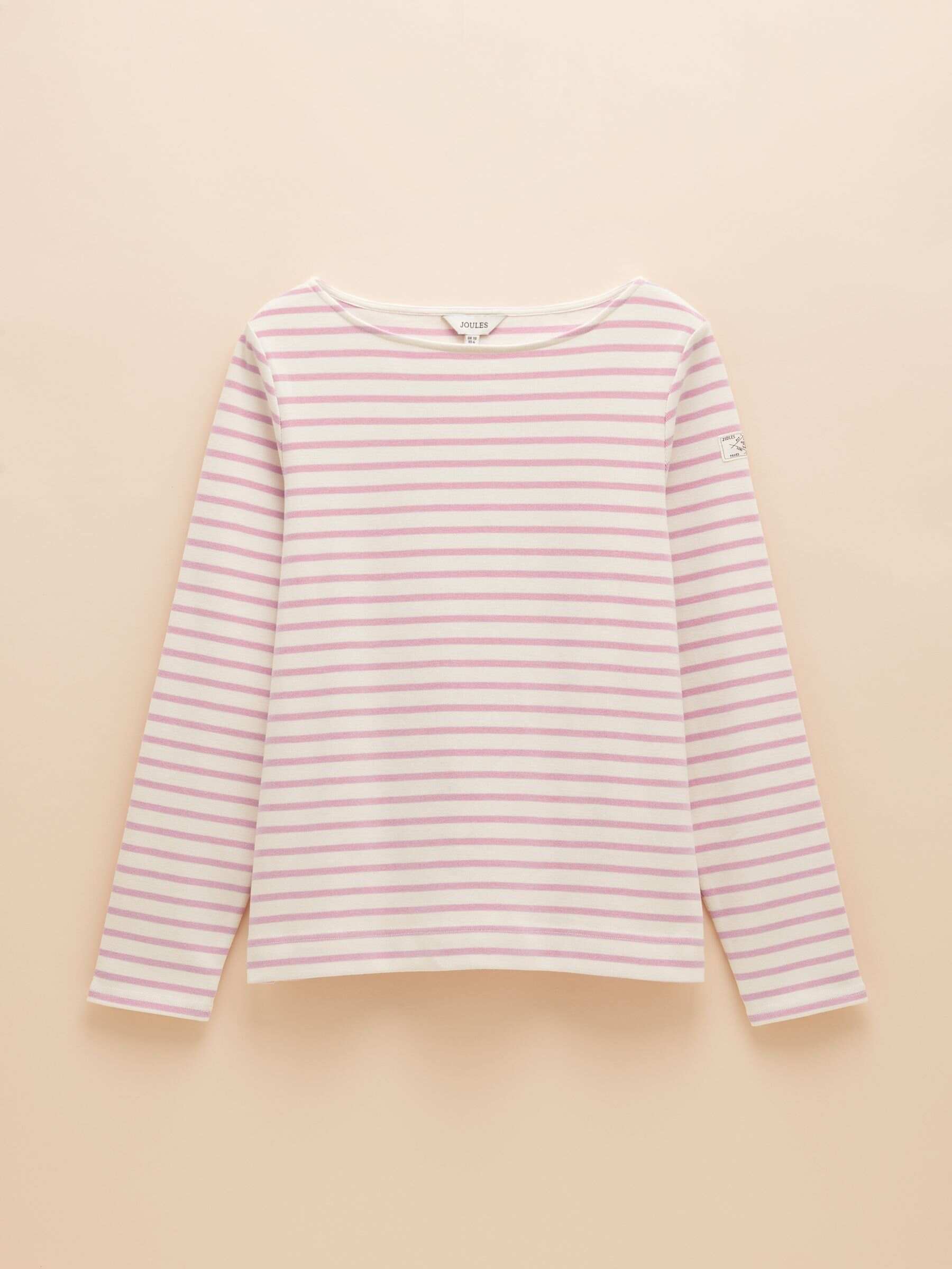Harbour Lilac/White Boat Neck 100% Cotton Breton Top