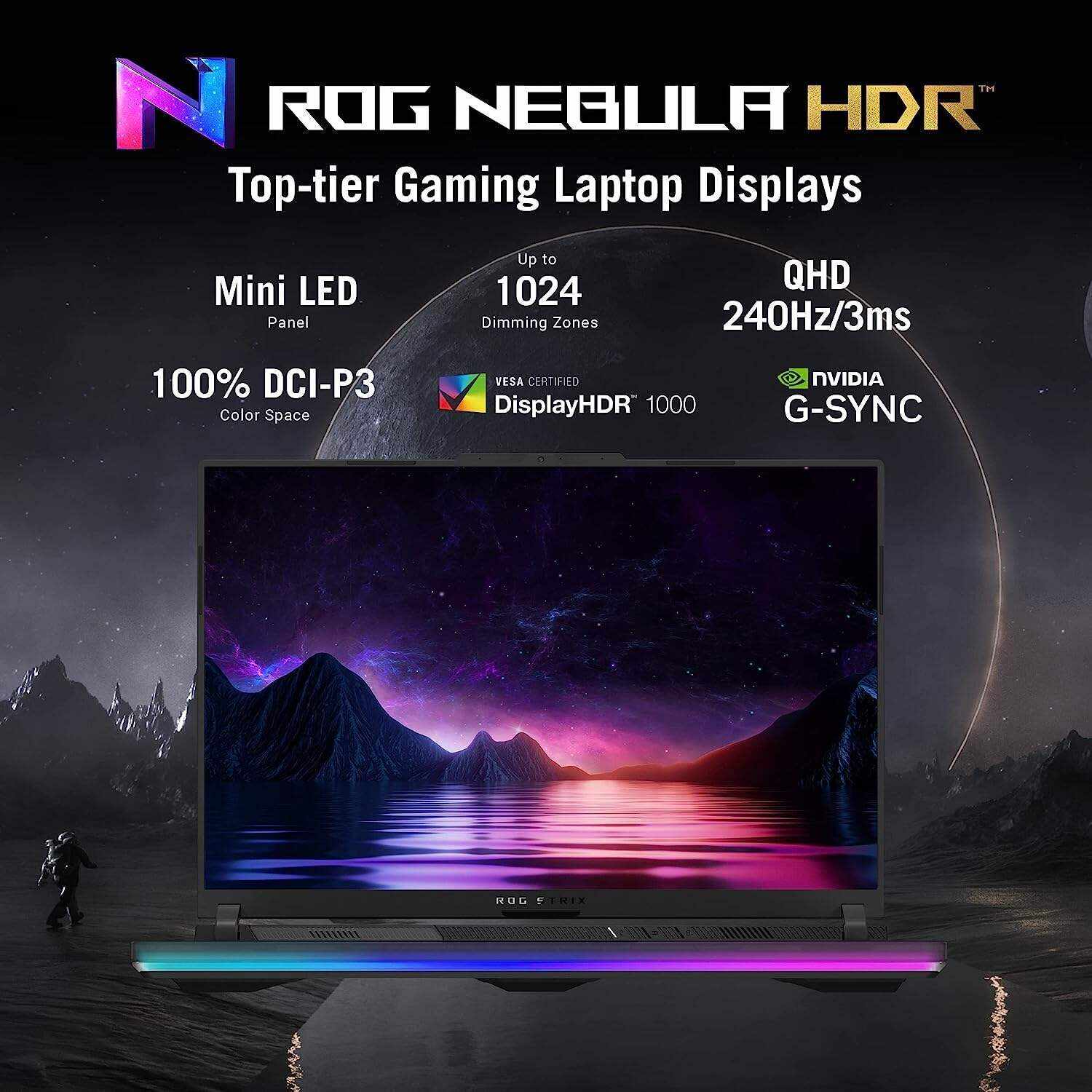 ASUS ROG Strix Scar 16 (2023) Gaming Laptop, 16” Nebula HDR QHD 240Hz/3ms, 1100 nits, Mini LED, GeForce RTX 4090, Intel Core i9-13980HX, 32GB DDR5, 2TB PCIe, Wi-Fi 6E, Windows 11 Pro,Off Black