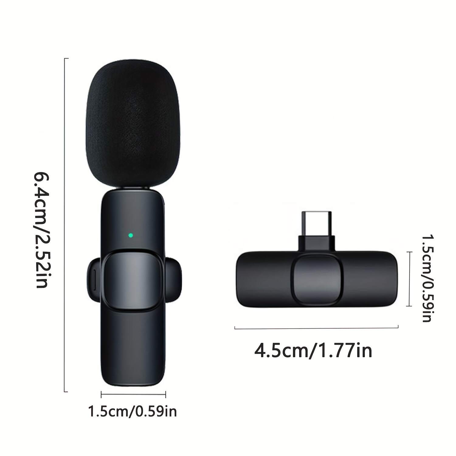 2-in-1 & 1-in-1 Professional Wireless Lavalier Microphone Plug & Play For Iphone Ipad Android USB-C Phone Laptop For USB PC Audio Video Recording Microphone For  Interviews / Vlog Live Podcast / Suitable For Holiday Gifts For Men/women/friends