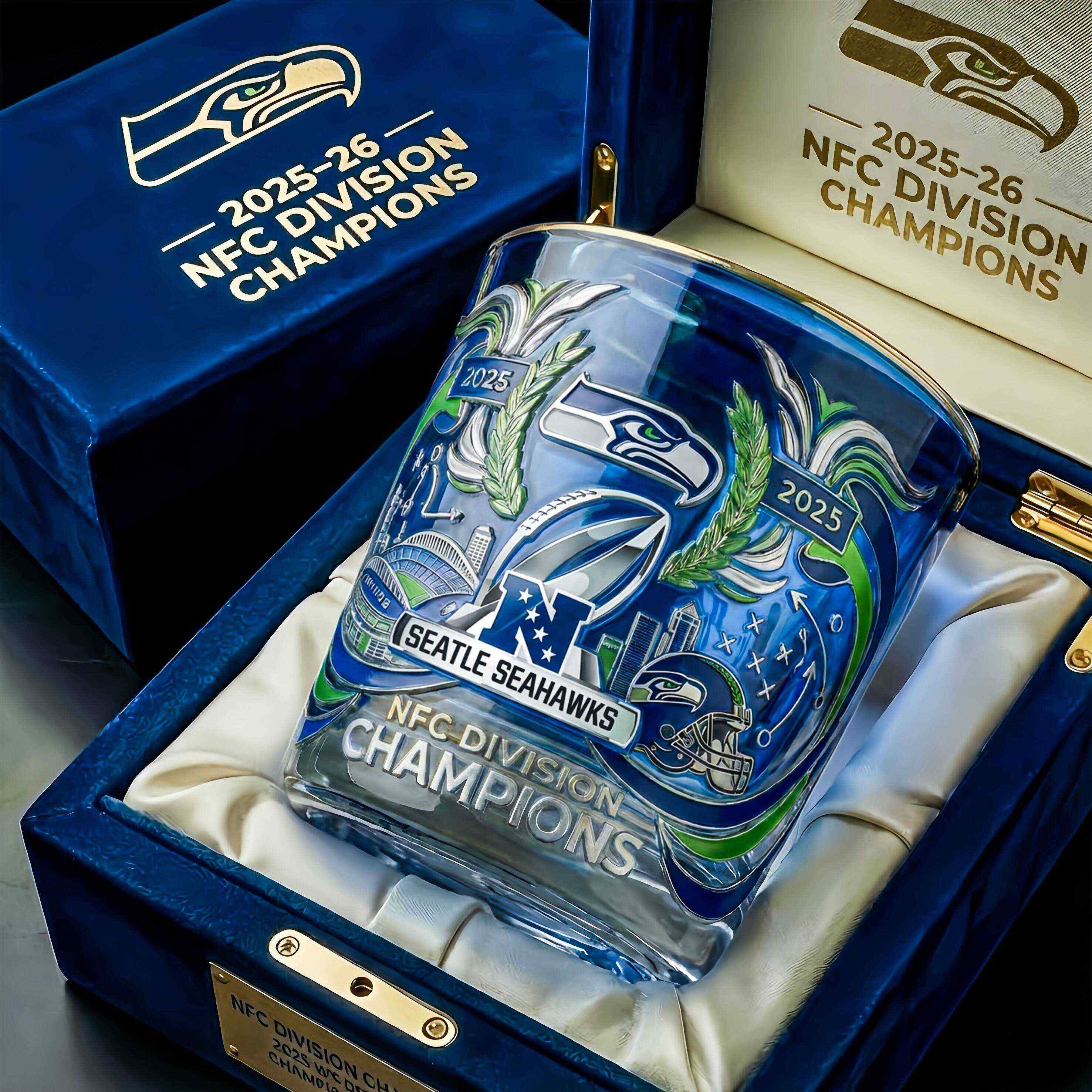 Seattle Seahawks 2025–26 NFC Division Champions Commemorative Whiskey Glass