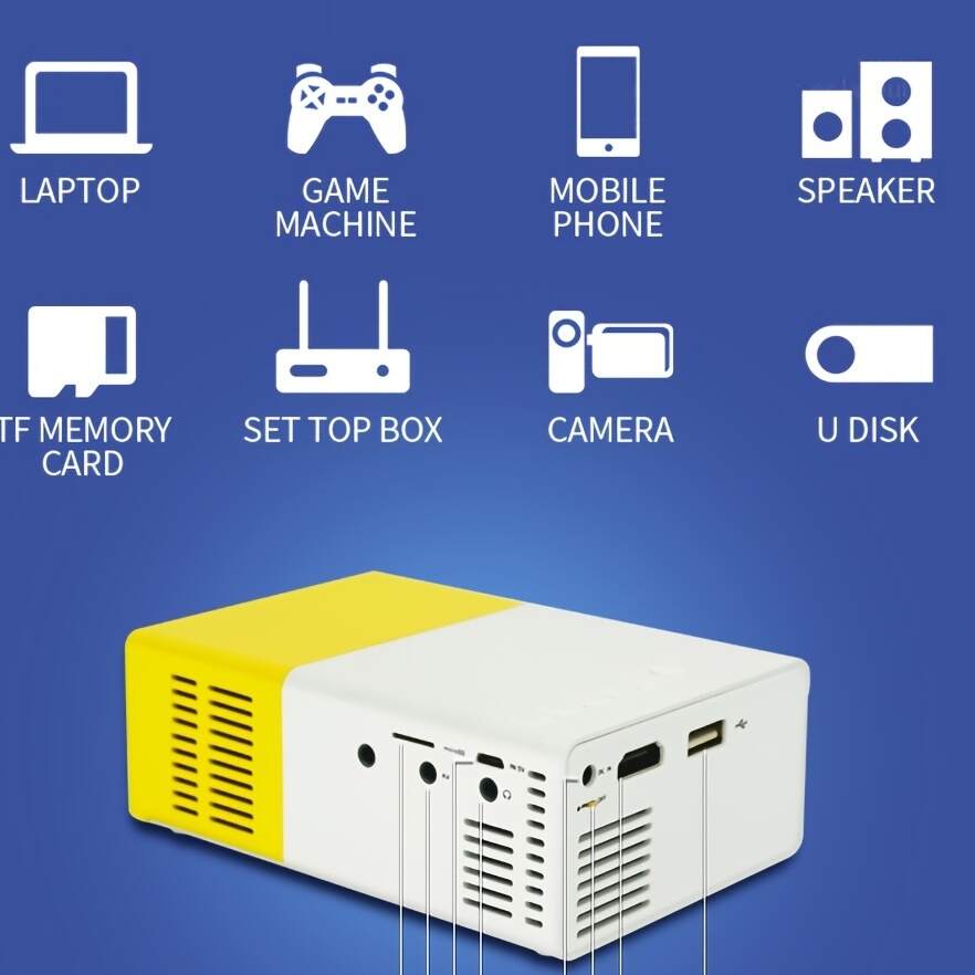 HD Mini Projector , Support For HDMI, USB, And Memory SD Card - Enhance Your Movie, TV, And Gaming Experience,For Office/School/Meeting/Team Building/Presentation.Compatible With Android/IOS/Windows