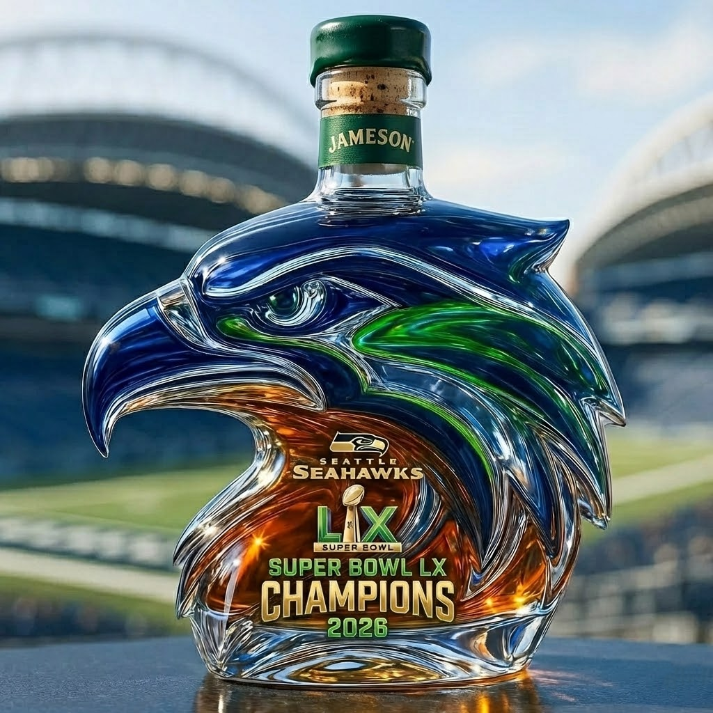 Seattle Seahawks Super Bowl LX Champions Commemorative Whiskey Bottle