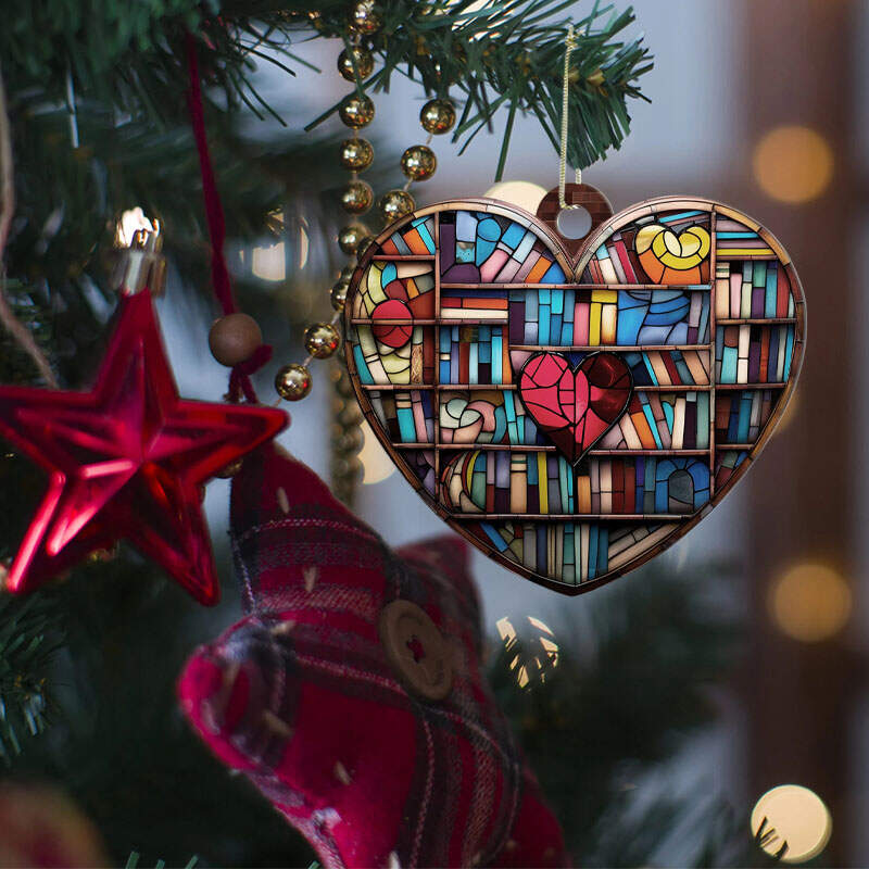 Heart-shaped Bookshelf Christmas Ornament
