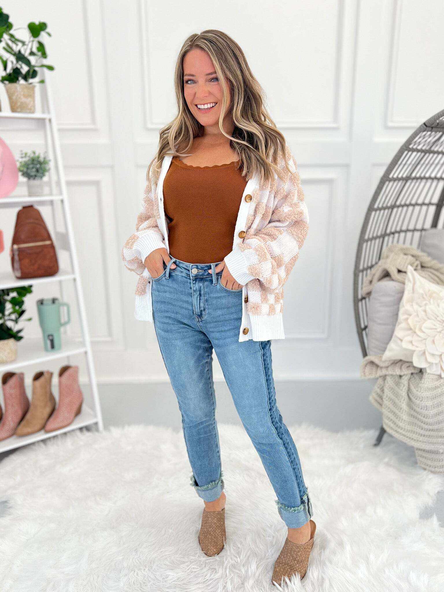 My Good Side - Christmas Vintage Wash Slim Fit Jeans- Final Sale