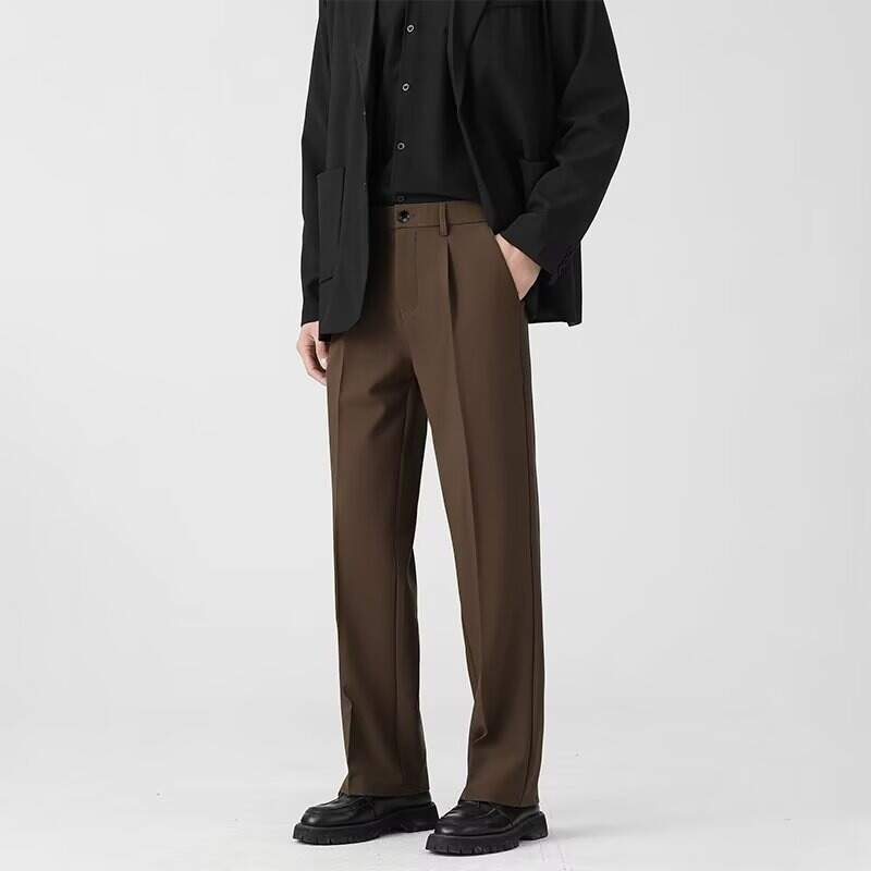 Spring Autumn Men's Straight Fit Short Pants - Stylish, Trendy, Chic Casual Pants for Men - In Style with a Loose Fit and Good Drape - Perfect for Wearing as a Suit Pants