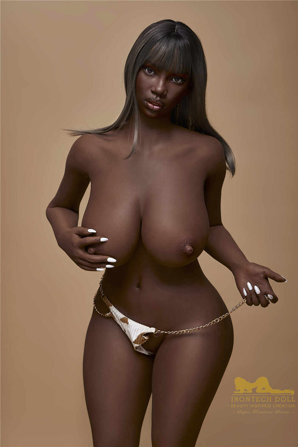 Irontechdoll 5ft25 / 160cm S33 Seeney Full Silicone Black Big Boob Fat Adult Love Sex Doll With Thick Thigh