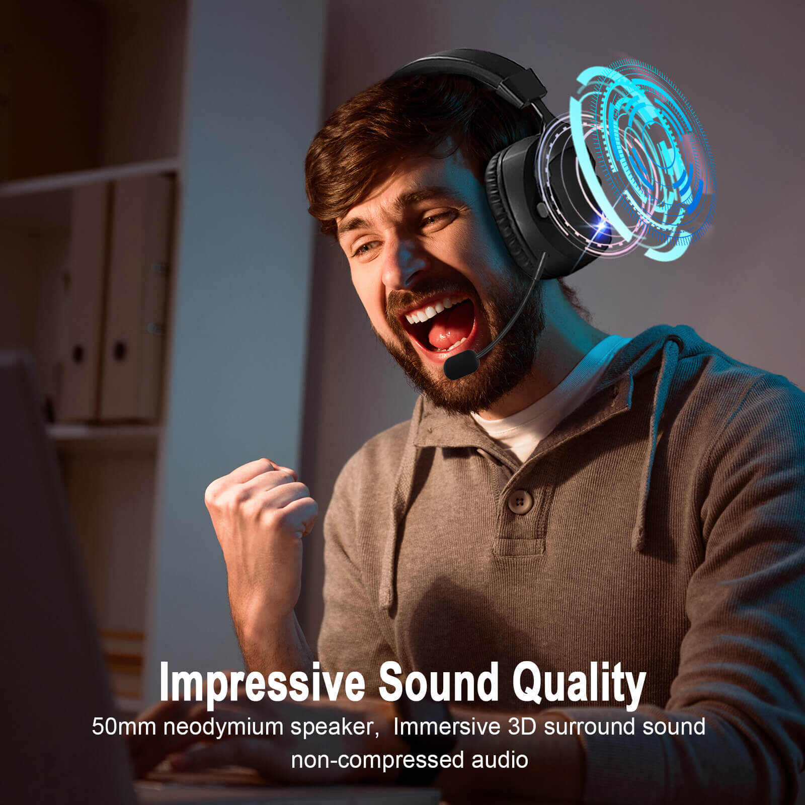 Wireless Gaming Headset With Noise Cancelling Microphone, 2.4G & Wireless Dual Mode Gaming Headphones, Wireless Headset Suitable For PC, PS4, PS5, Smart Phone, Mac, Laptop