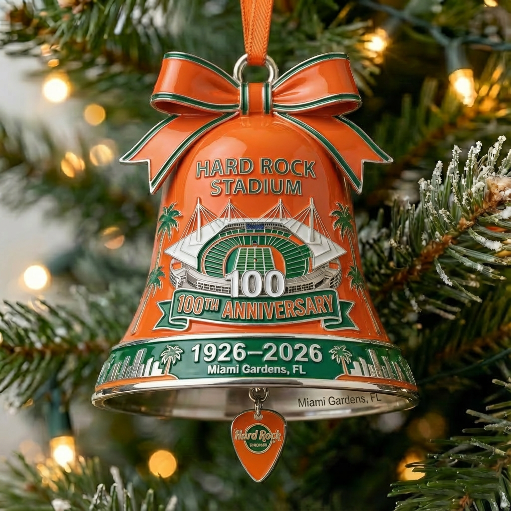 Hard Rock Stadium 100th Anniversary Bell Ornament
