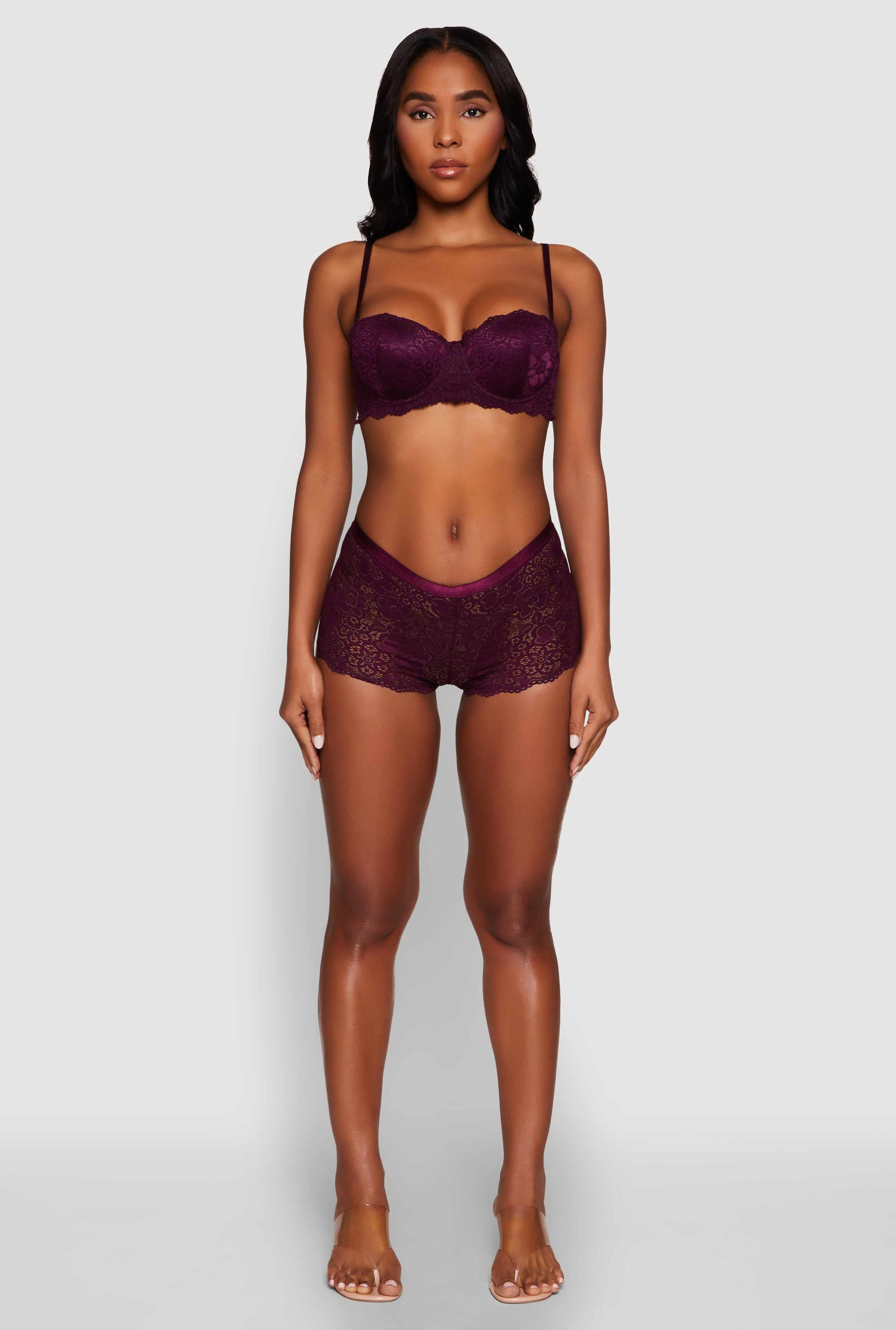 Flower Lace Scalloped Hem Balconette Bra