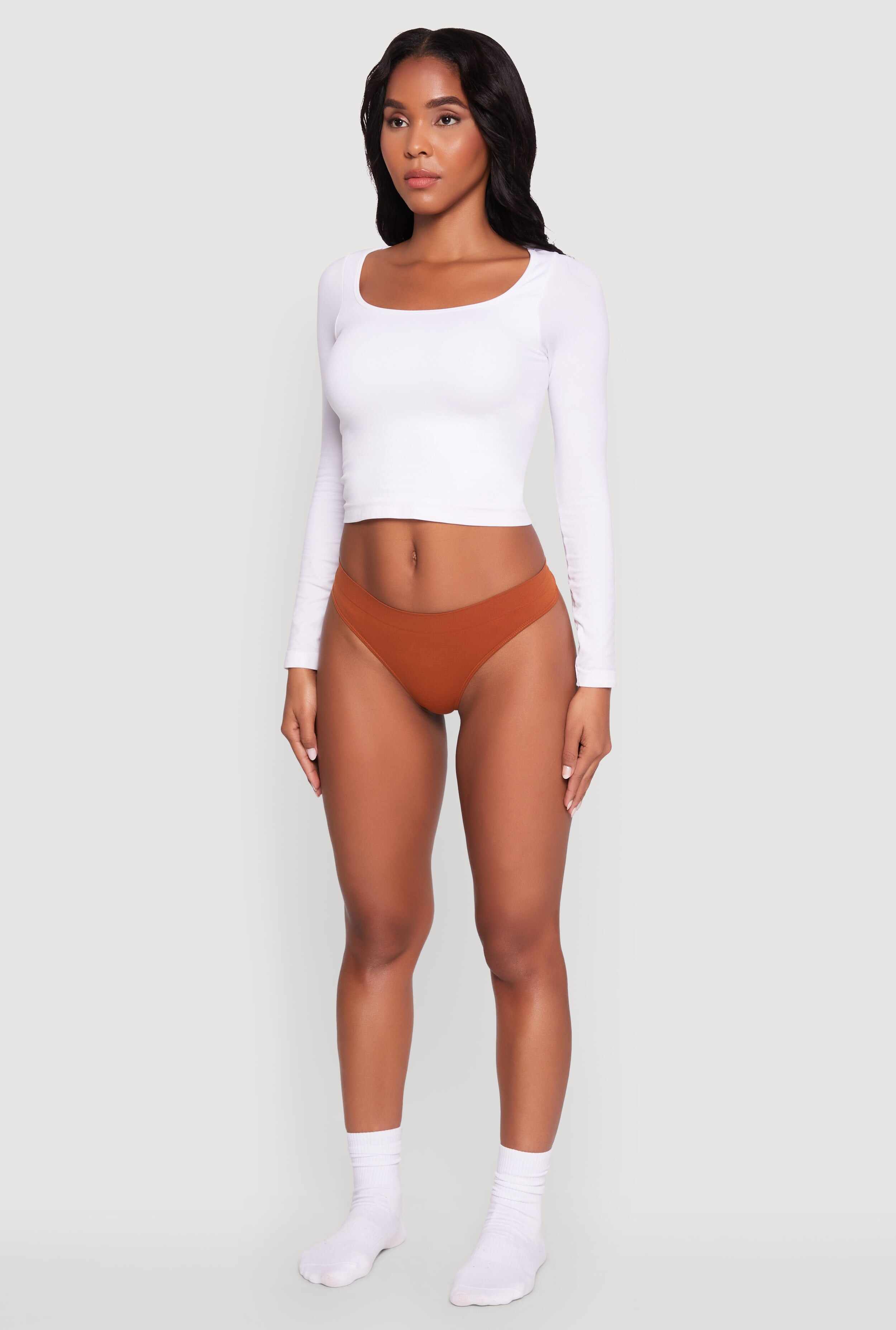 Sleek Seamless Solid Thong