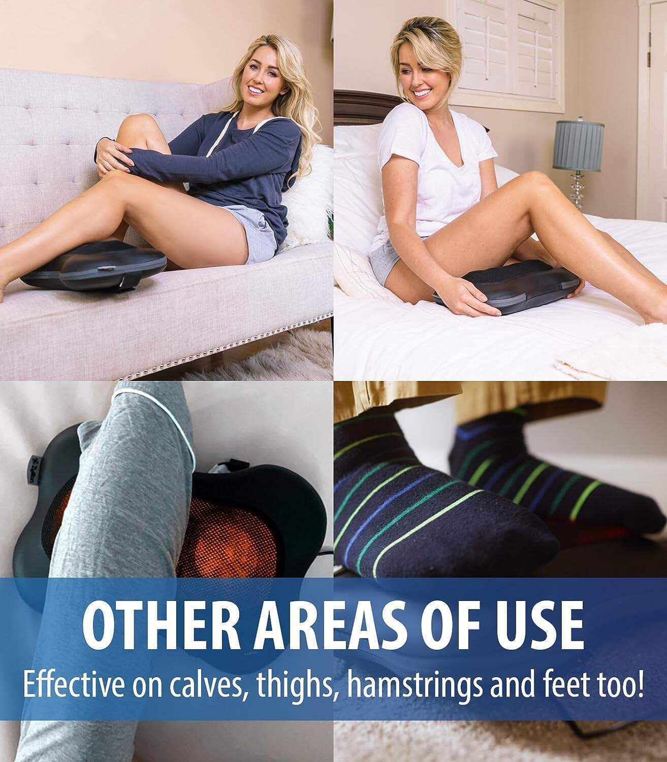 Zyllion Back and Neck Massager with Heat - 3D Deep Tissue Shiatsu Massage Pillow for Chair, Car and Muscle Pain on Whole Body: Shoulders, Calf, Foot, Legs, Arms (NOT Cordless) - Black (ZMA-13-BK)