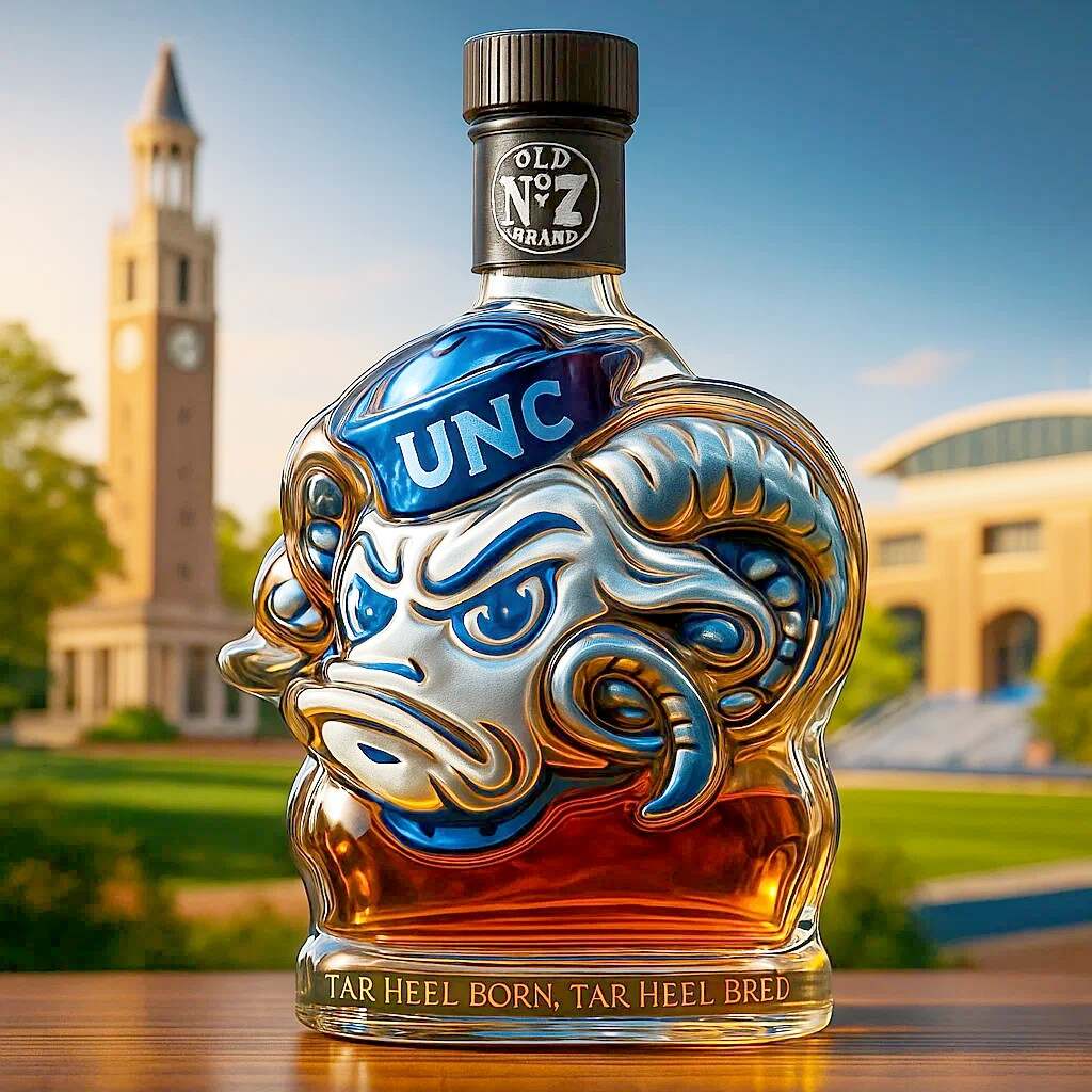 UNC Rameses Mascot Collection Whiskey Bottle