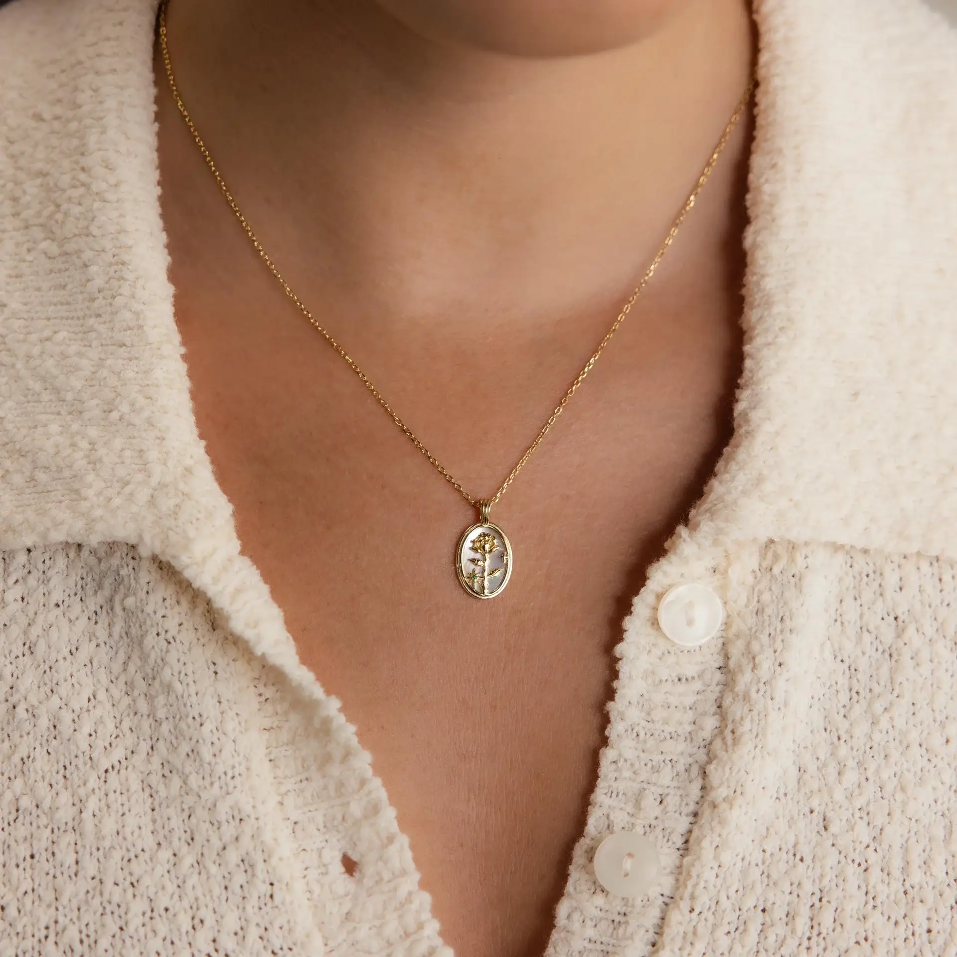 Pearl Flower Birthstone Necklace