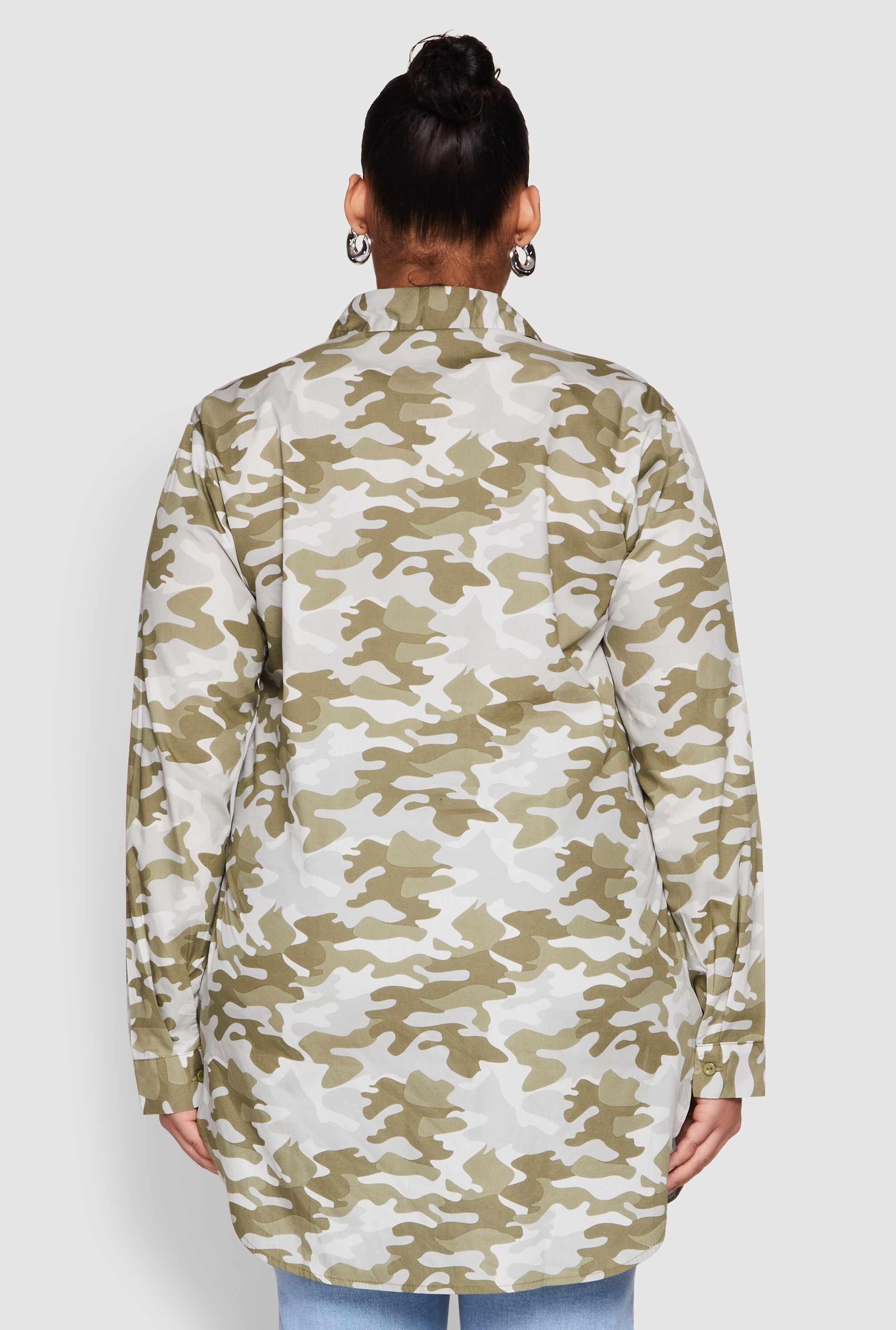 Plus Size Camouflage Tunic Shirt