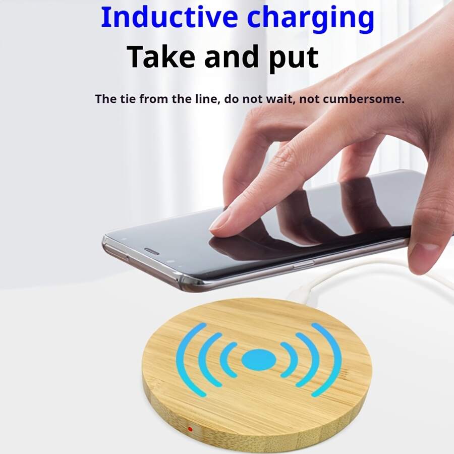 [Fast Wireless Charger] 15W Fast Charging Wireless Charger Bamboo Wood Cell Phone Charging Station | For Apple/Android All Cell Phones With Wireless Charging Function, Suitable For Family Members Lovers Friends