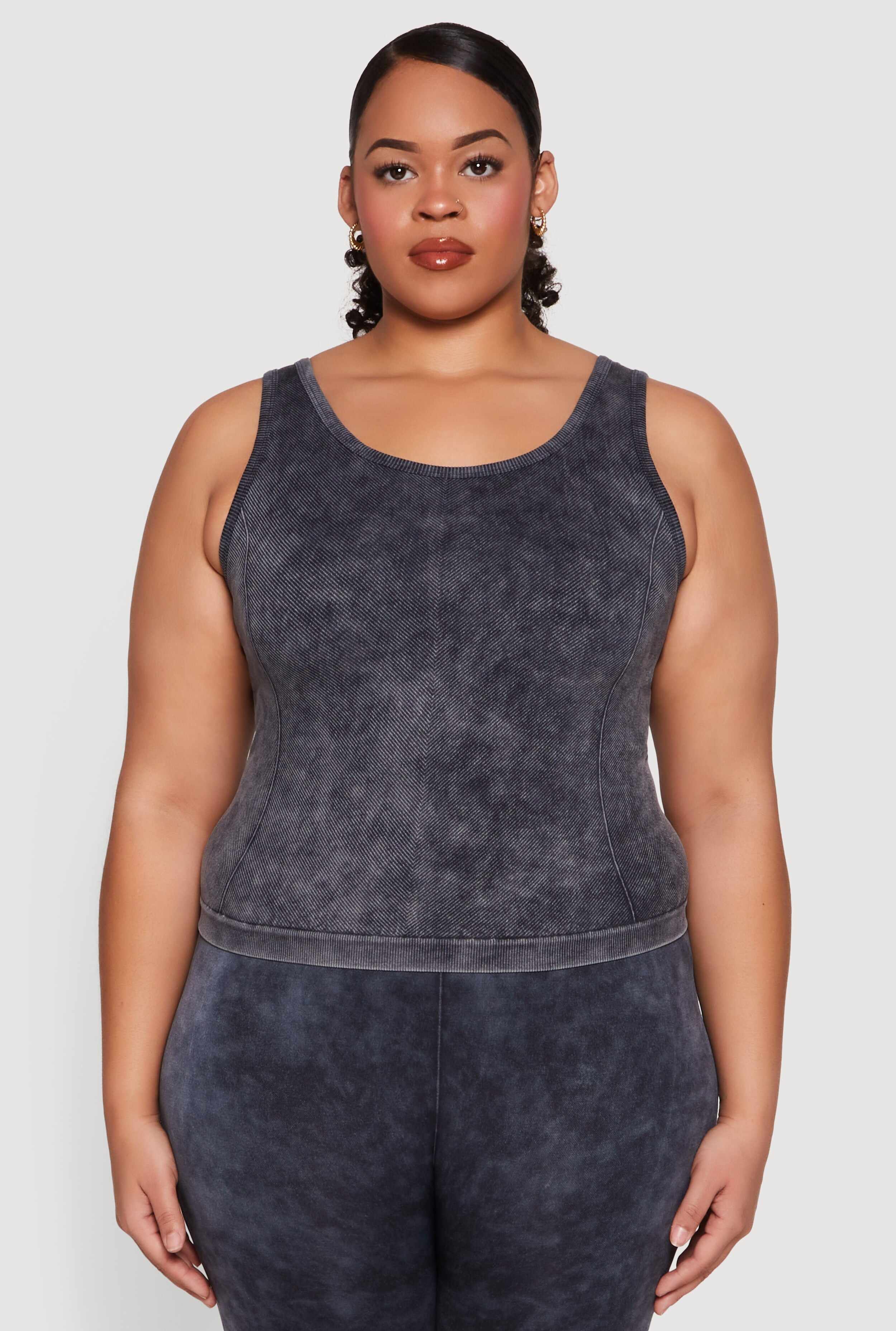 Plus Size Seamless Mineral Wash Tank Top