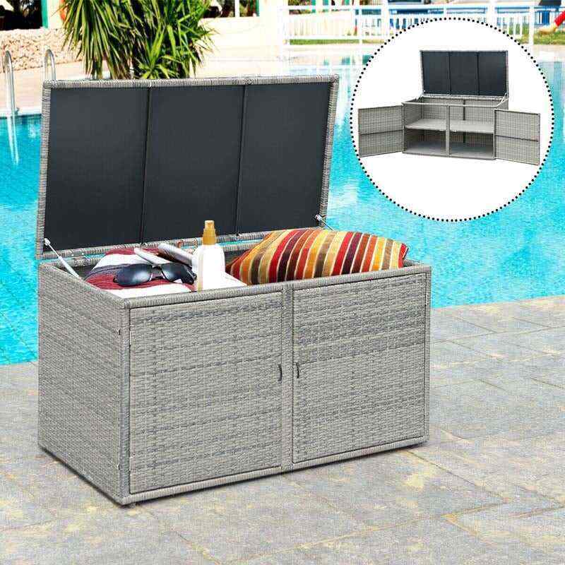 88 Gallon Rattan Deck Storage Box Patio Container