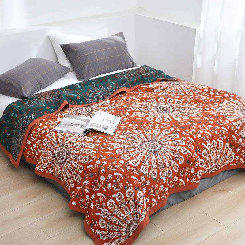 Flower Fireworks Pattern Cotton Gauze Quilt