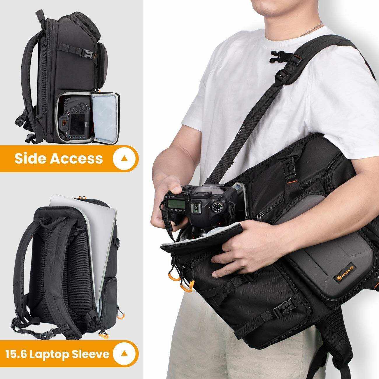 TARION Pro 2 Bags in 1 Camera Backpack Large with 15.6