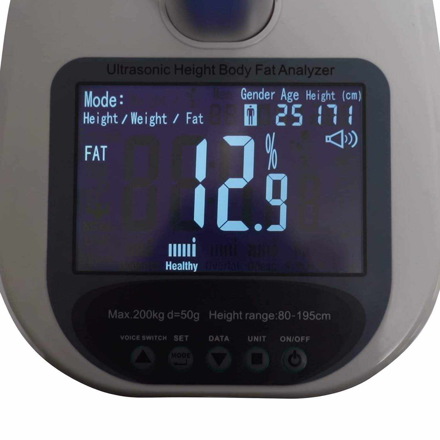 Professional Digital Physicians Scale, Height and Body Fat Analyzer Digital Medical Scale - 440lbs/200kg Capacity, 80-190CM Height Scale Range, BMI Body Fat Measurement Device (US Stock)