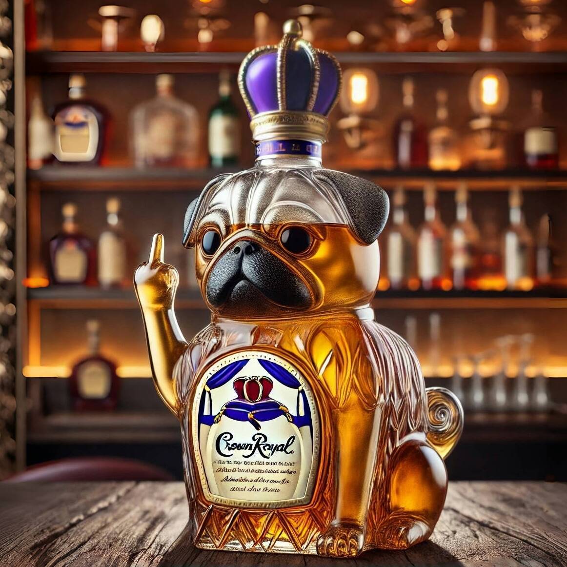 Middle Finger Pug Whiskey Bottle