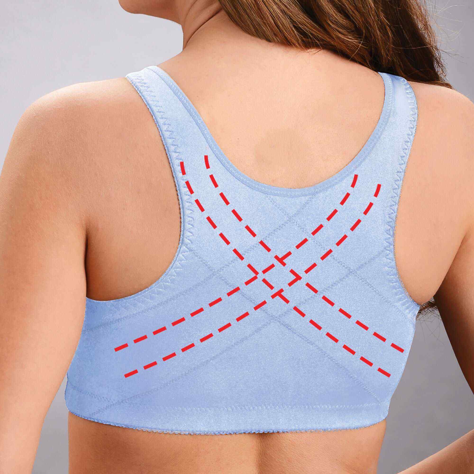 Front hooks, stretch-lace, super-lift, and posture correction �C ALL IN ONE BRA!