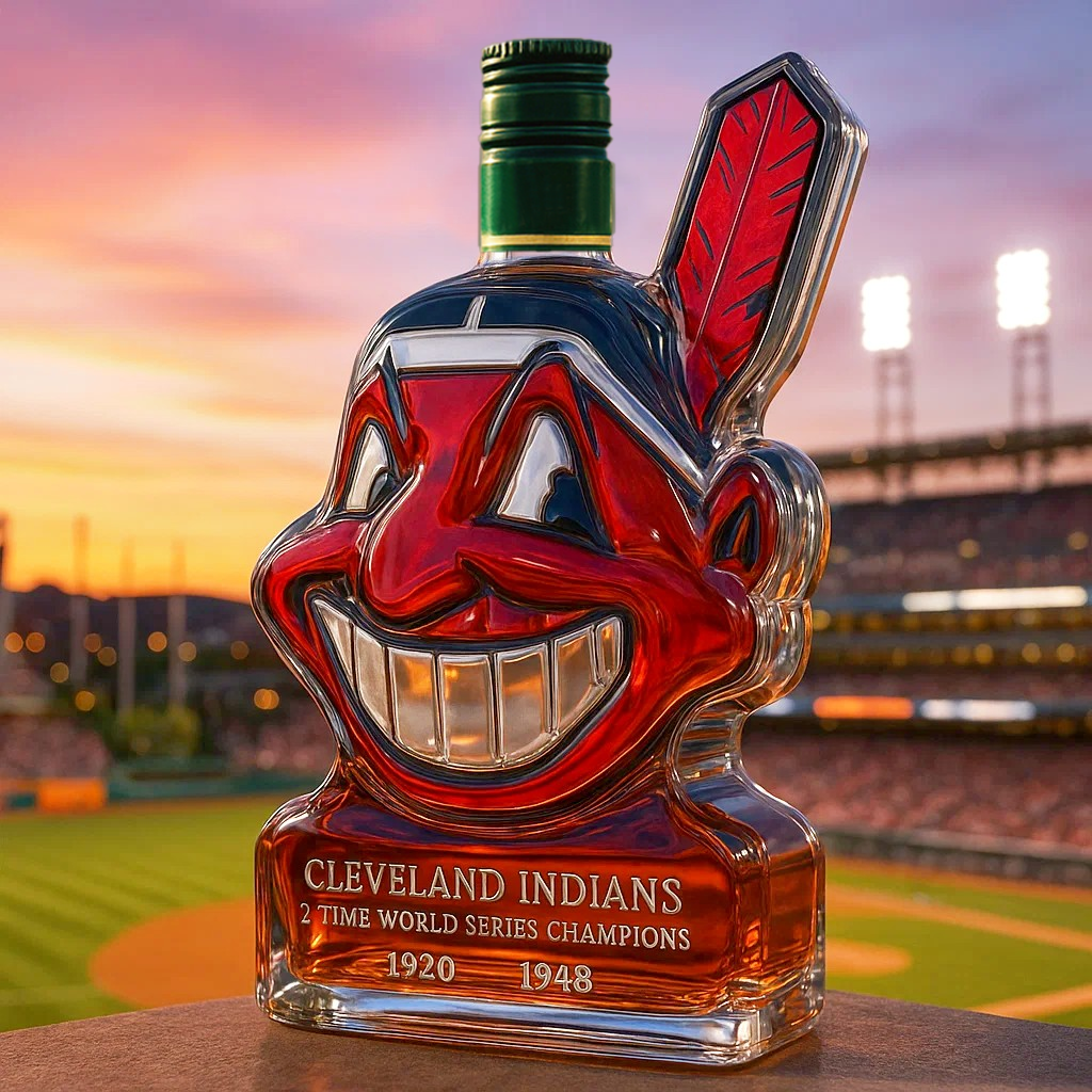 Cleveland Indians Team honor Whiskey Bottle