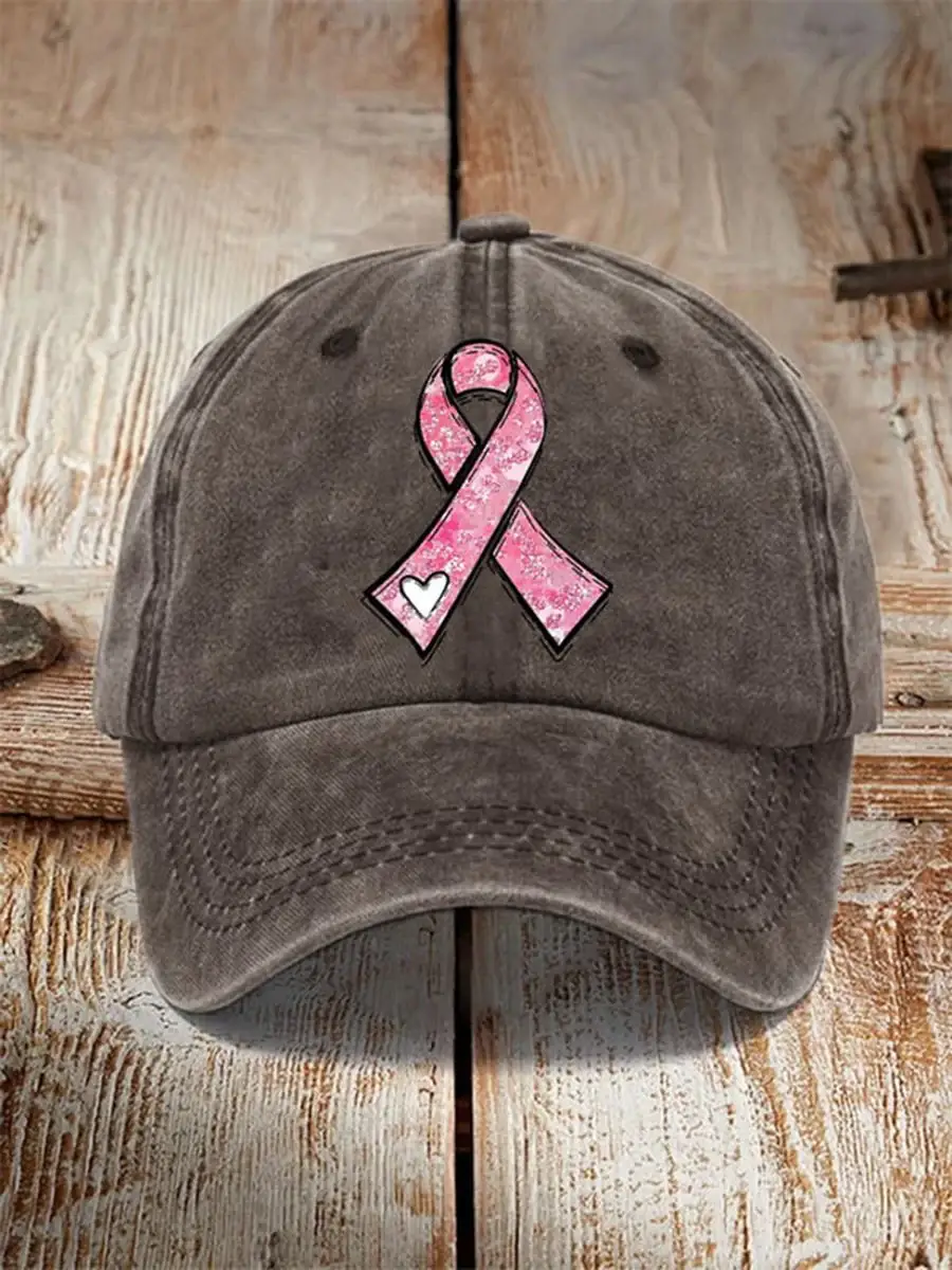 (?Buy 2 Get 3rd 30% OFF Buy 5 Get 6th FREE)Pink Ribbon Breast Cancer Awareness Warrior Supporter Print Hats