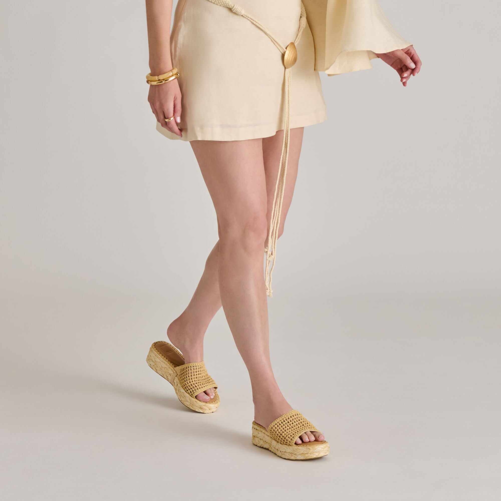 CHAVI MESH SANDALS NATURAL WOVEN RAFFIA