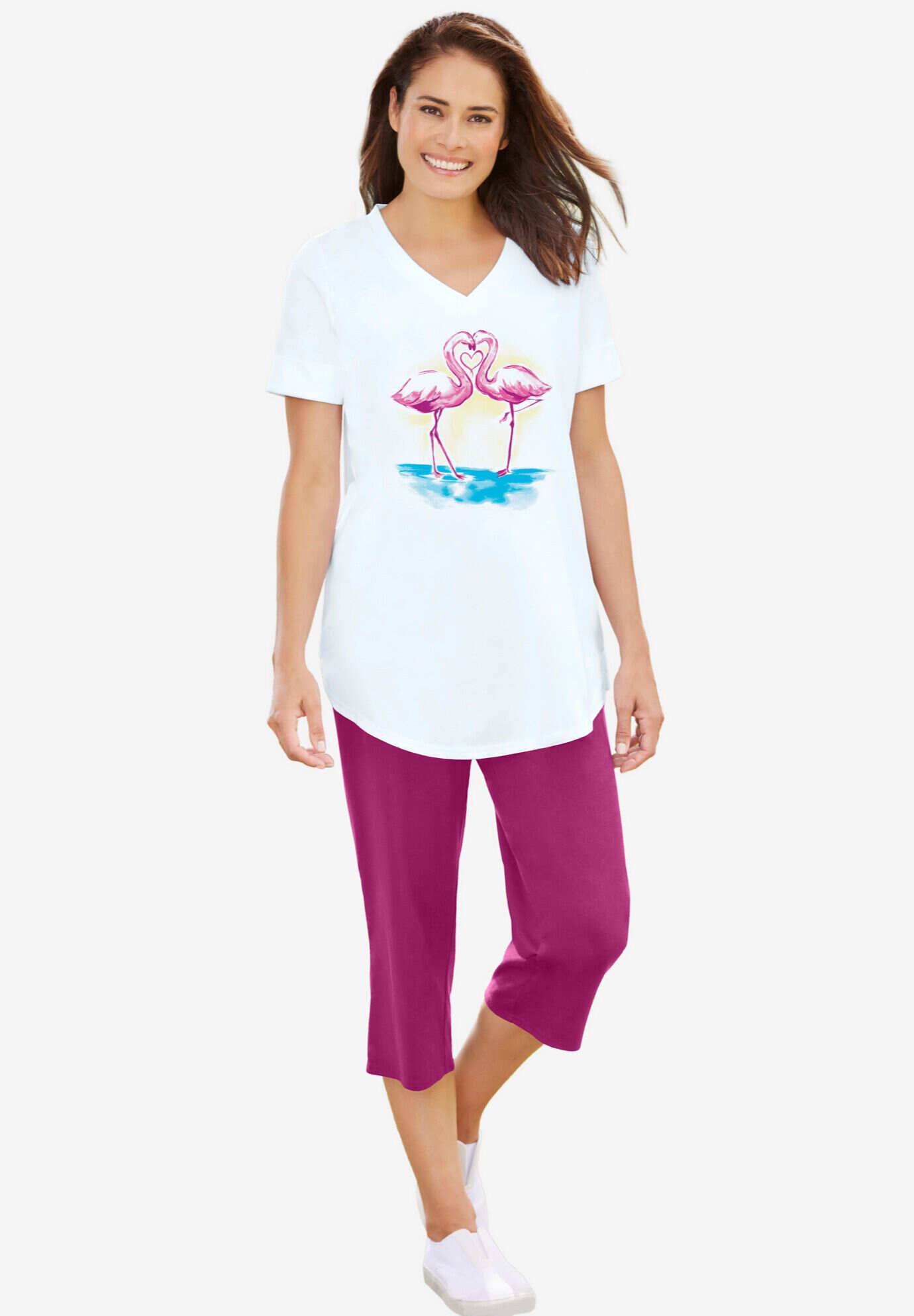 Two-Piece V-Neck Tunic & Capri Set