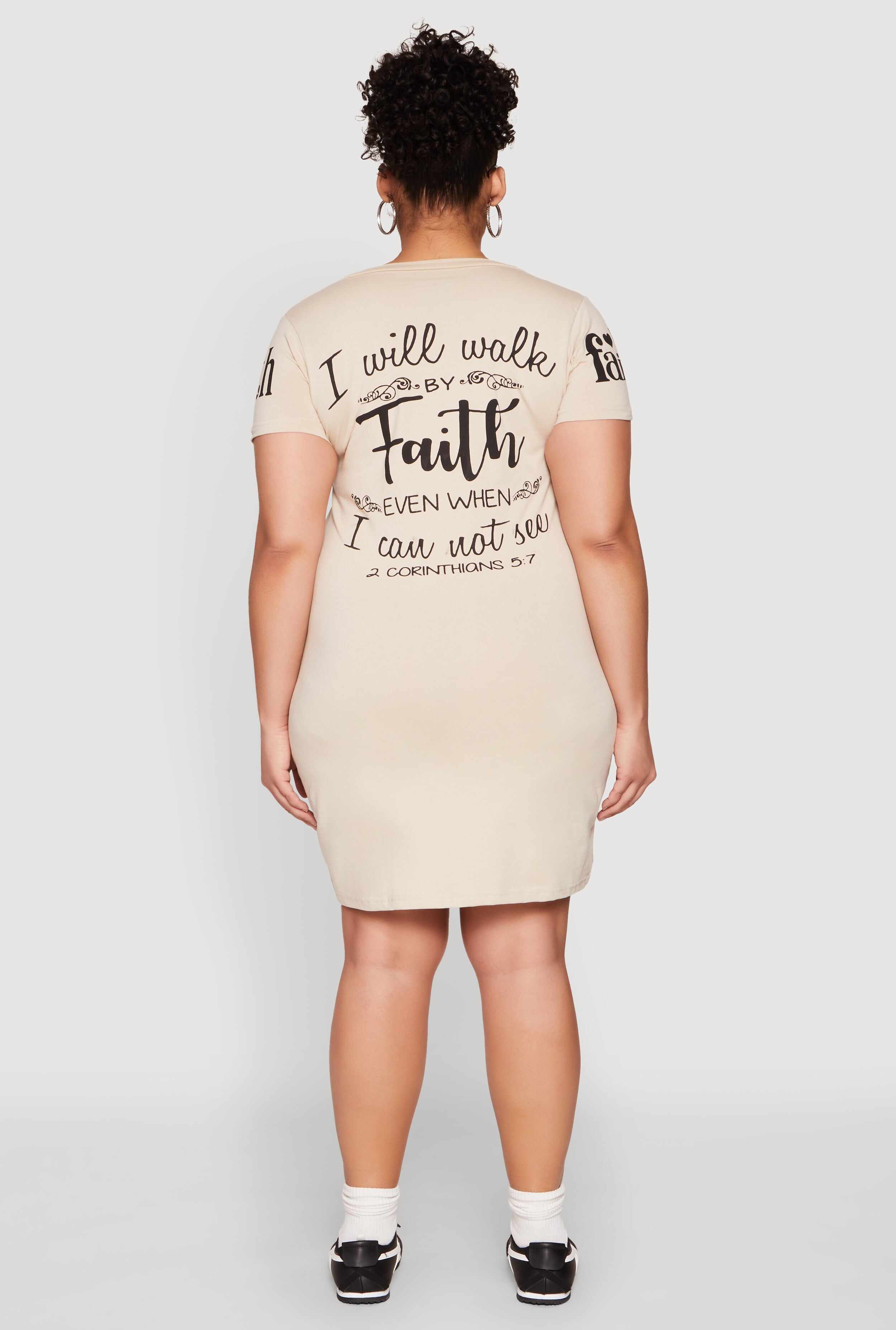 Plus Size Sequin Walk By Faith Graphic Dress