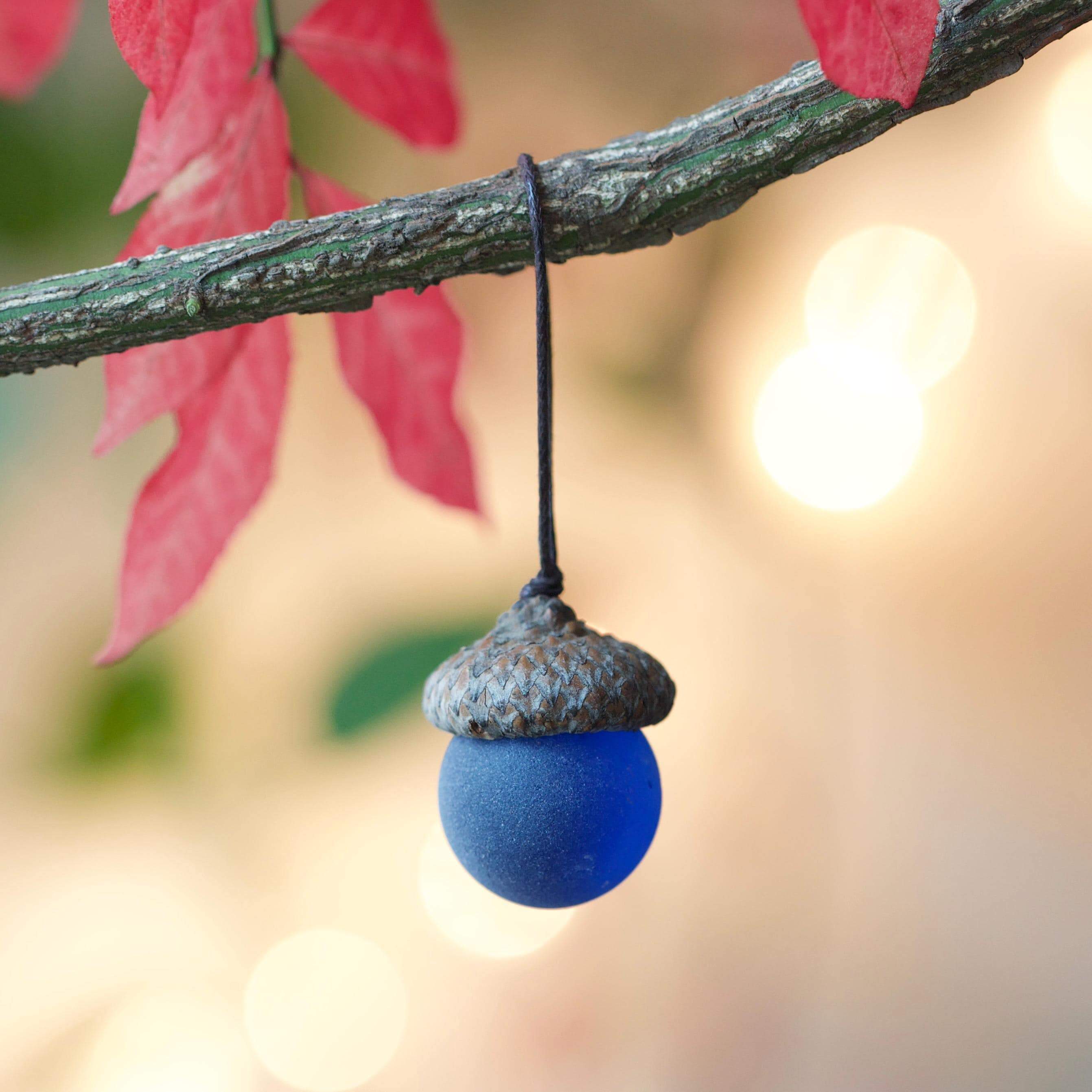 Handmade Sea Glass Acorns: NATURAL Cap Decorative Ornaments
