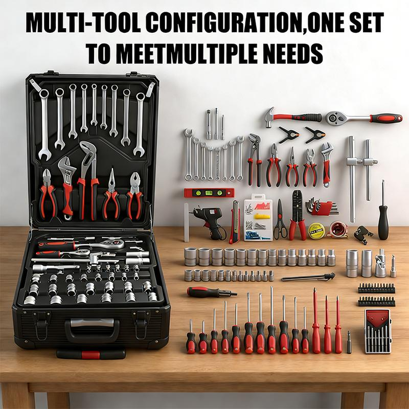899PCS Tool Set,Large Capacity Metal Hand Toolbox,Rolling Toolbox,Aluminum 4-Drawer Mobile Tool Box,Mechanic & Household Repair Tool Set,Father's Day Gift for Dad