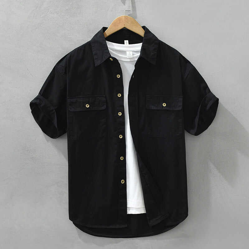 Solid Color Casual Short-sleeved Shirt