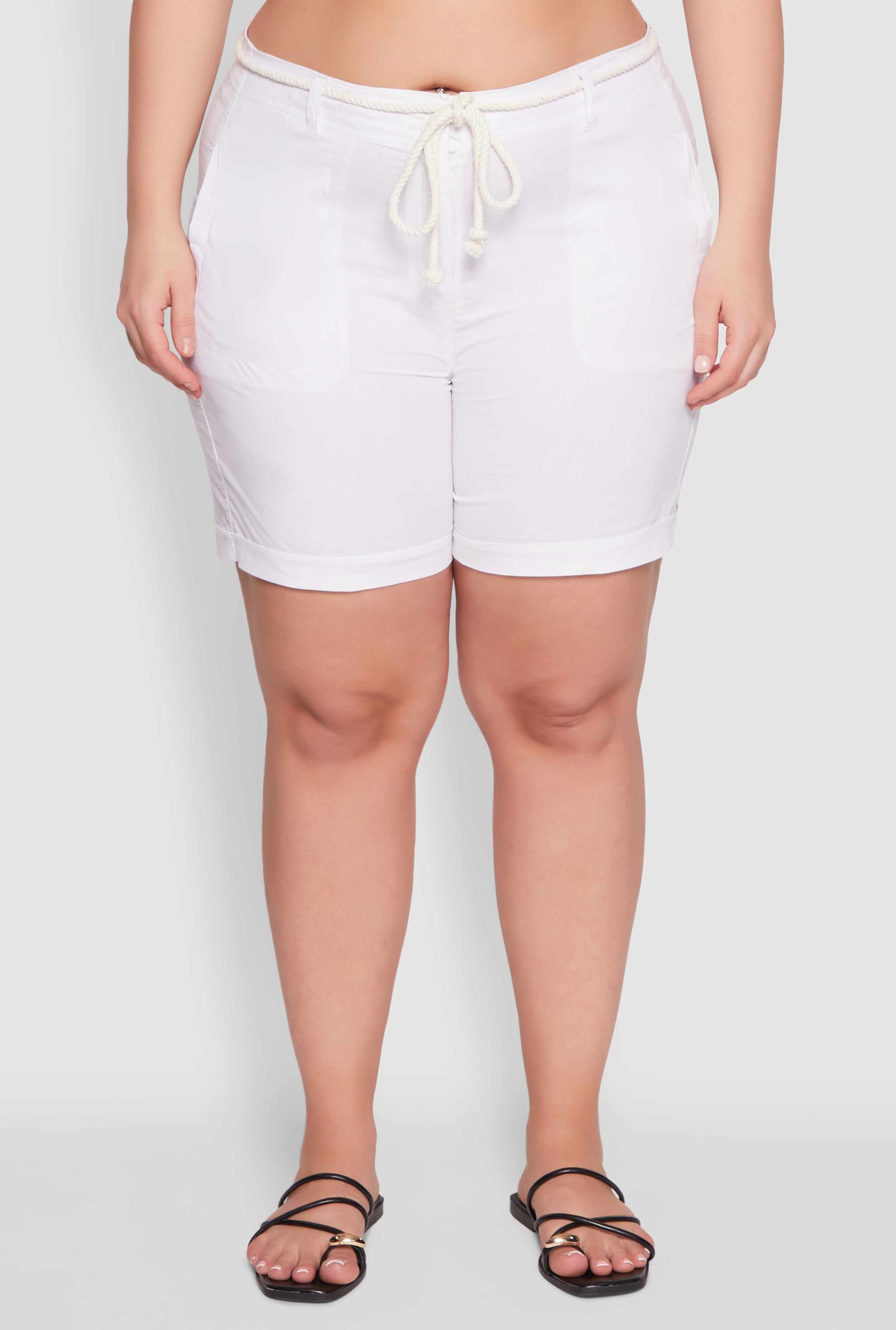 Plus Size Rope Belted Shorts