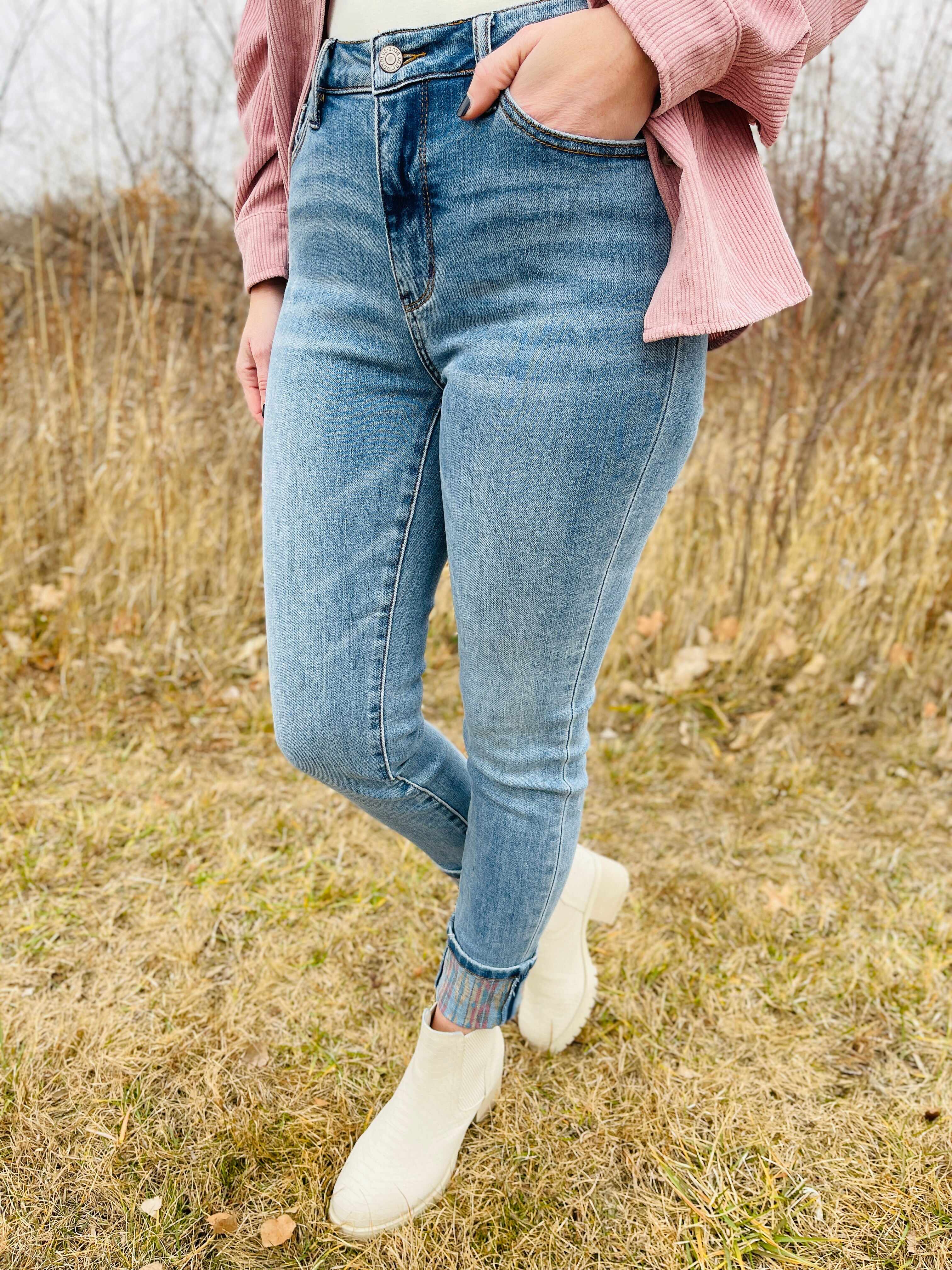 Plus/Reg Not My First Rodeo Print Cuff Jean