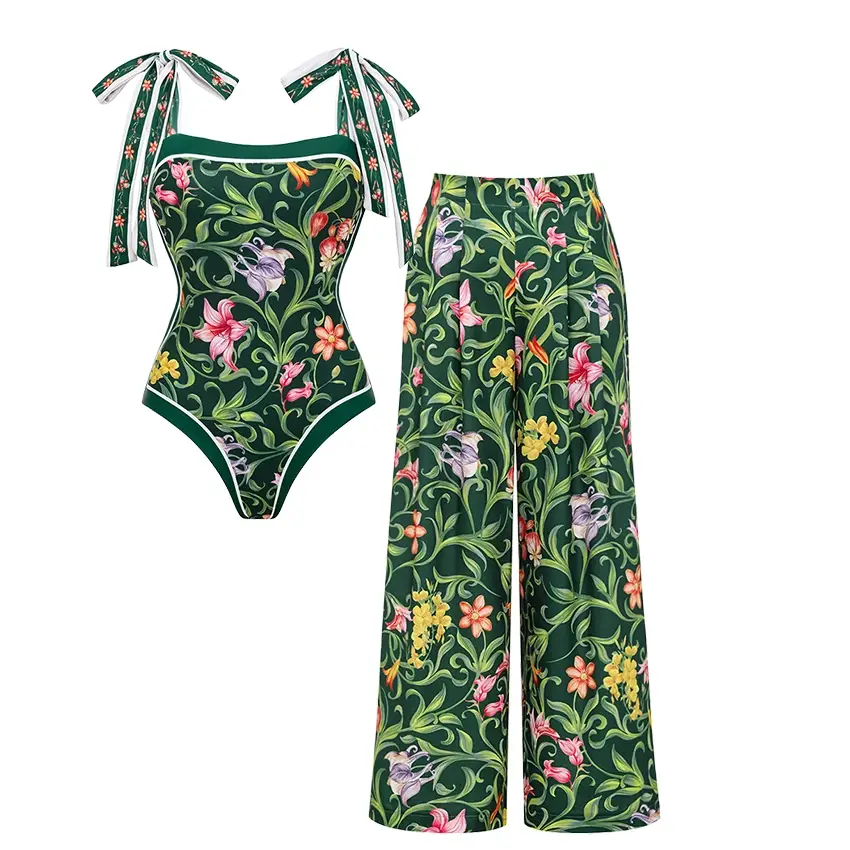 Reversible Floral Printed Swimsuit Set